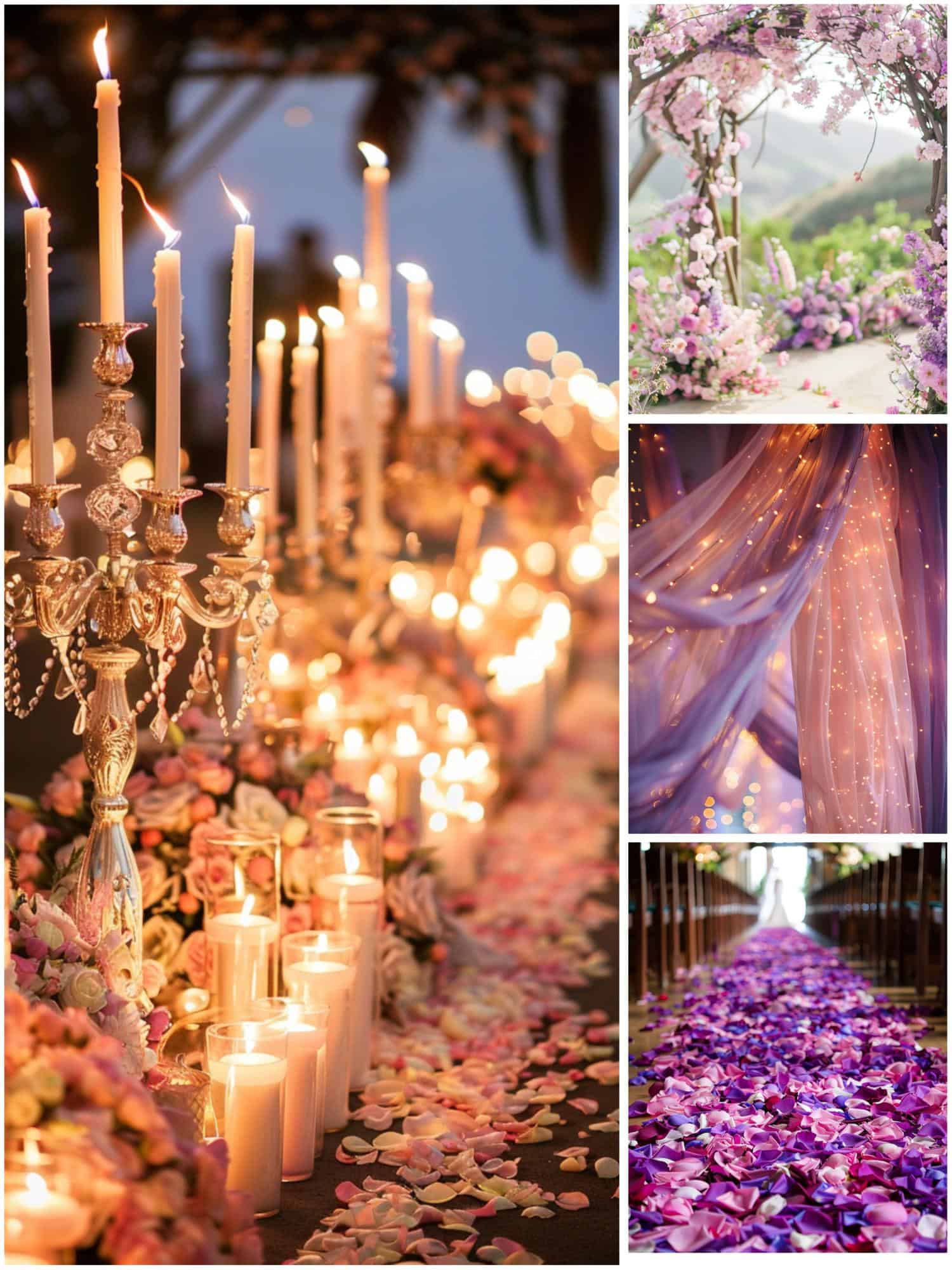 fairytale-inspired pink and purple wedding details