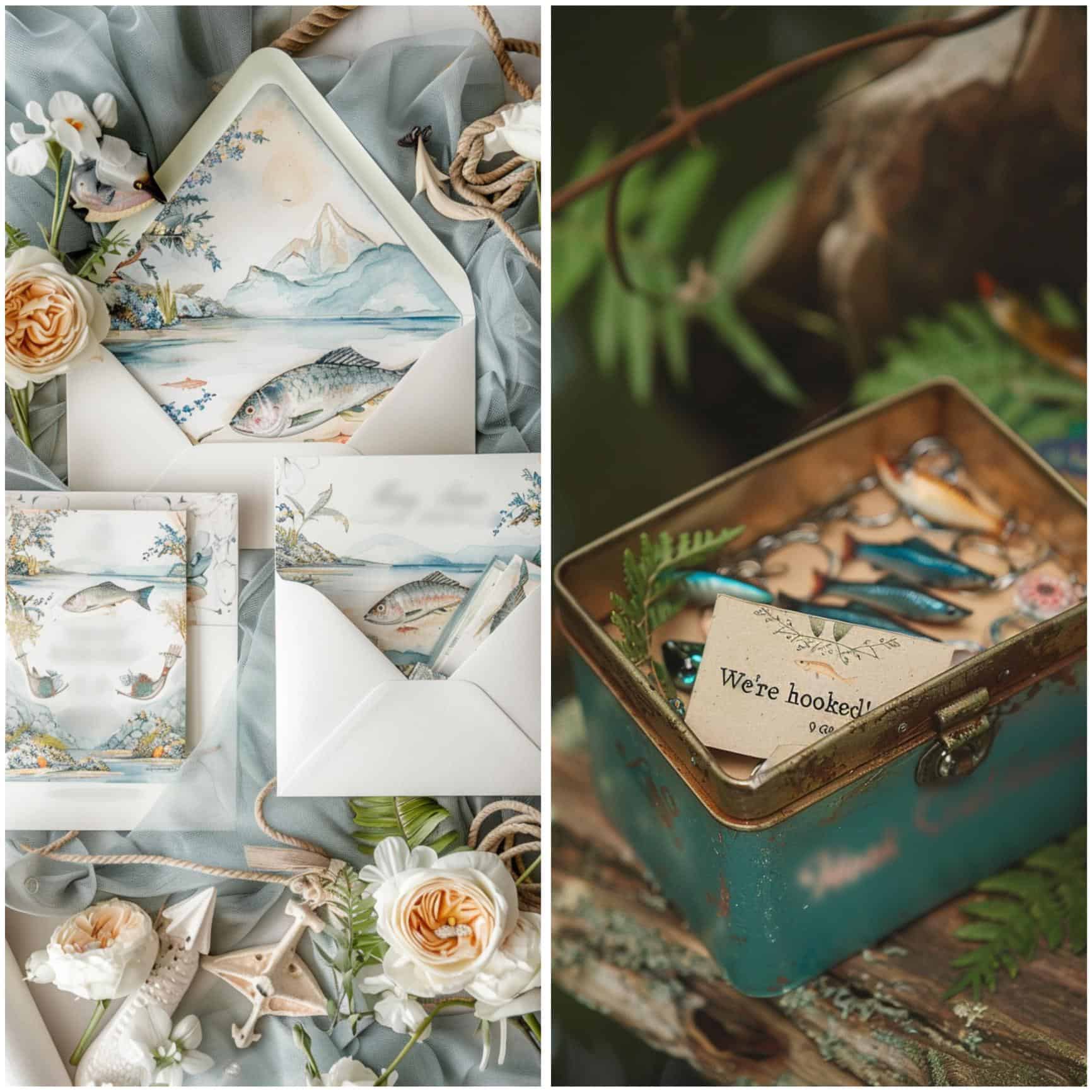 fishing-themed wedding stationery