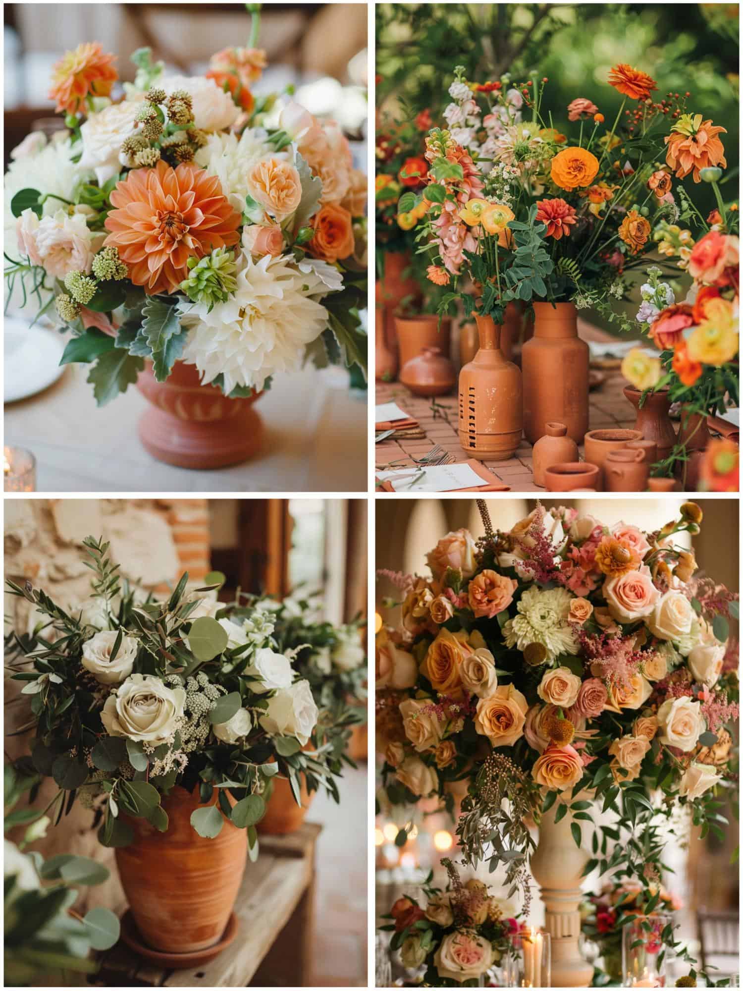 floral arrangements in terracotta