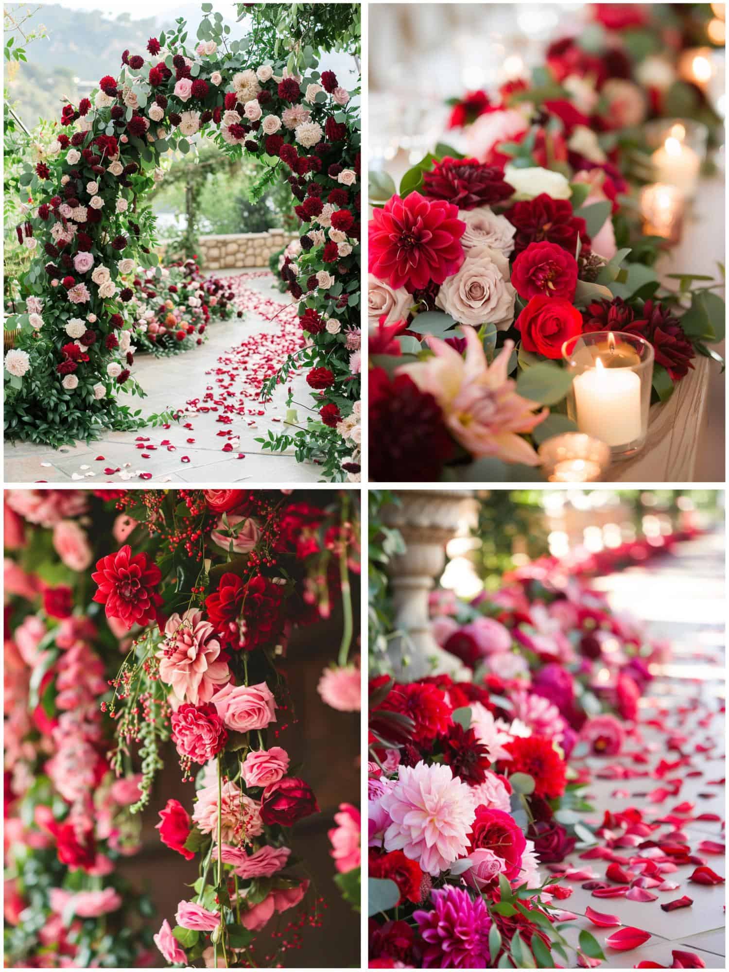floral red and pink decor