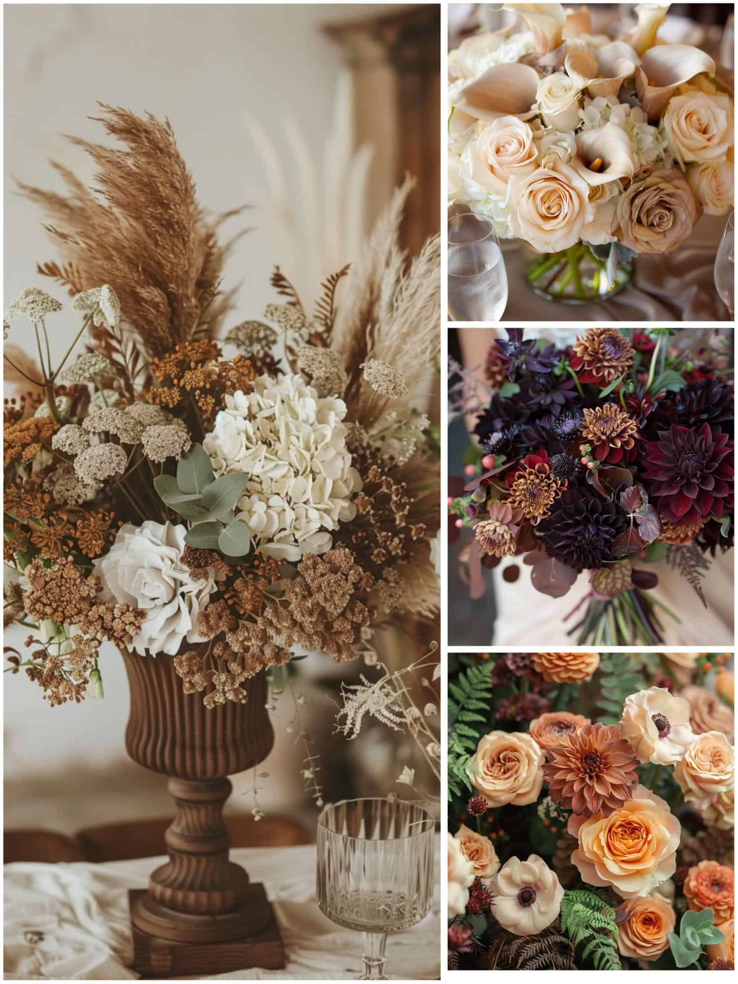 flowers for a brown-themed wedding