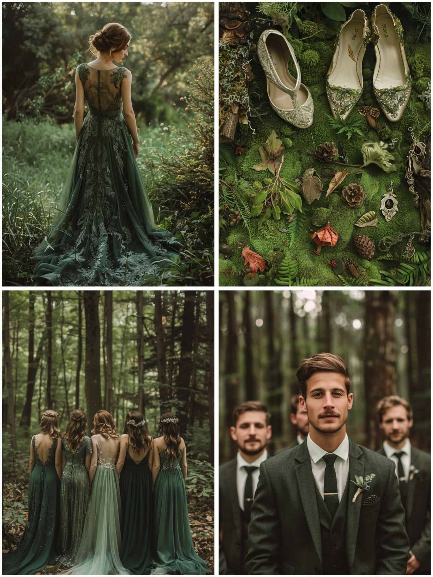forest green wedding attire