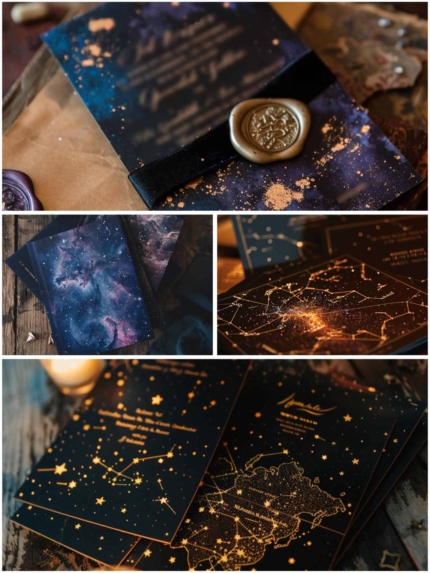 galaxy wedding theme ideas for stationery