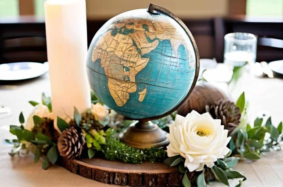 globe as rustic centerpiece