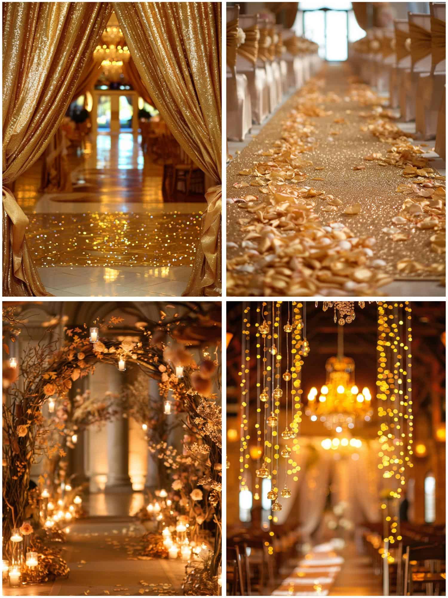 gold wedding theme ideas for venue decor