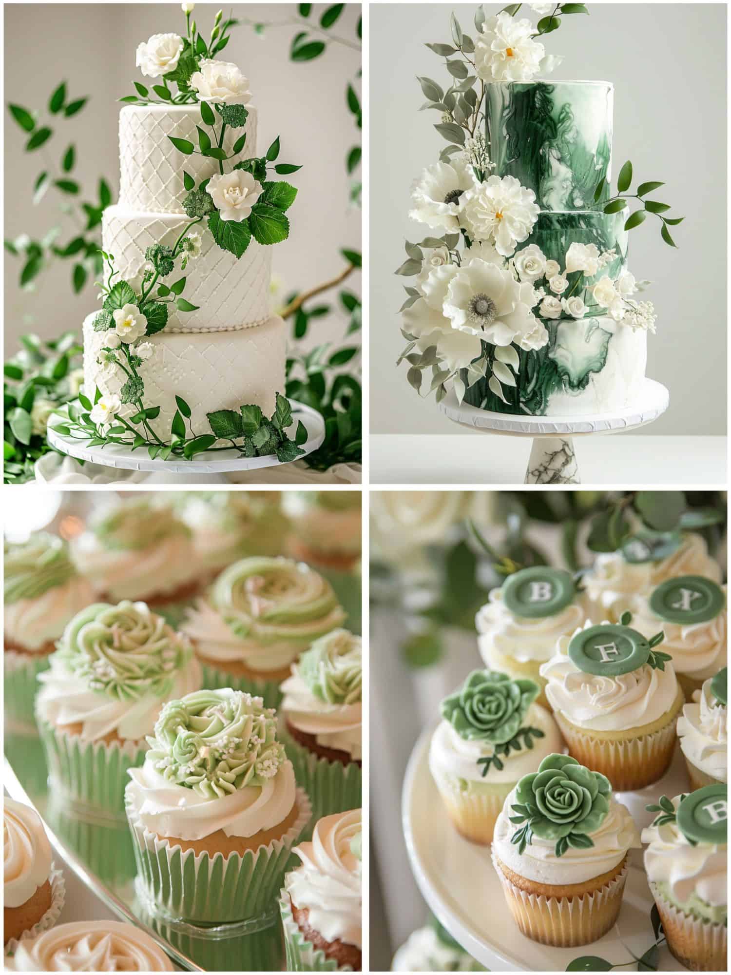 green and white wedding ideas for dessert