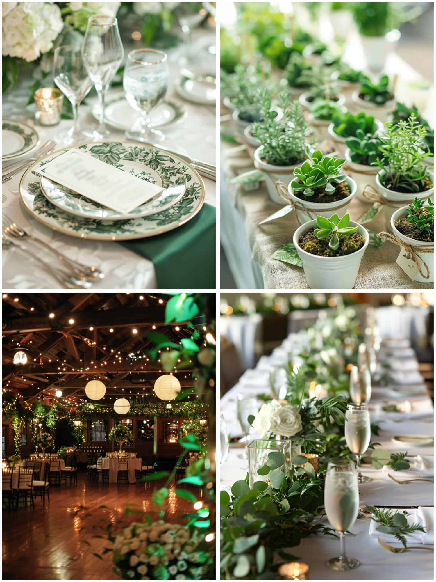 green and white wedding theme ideas for decor