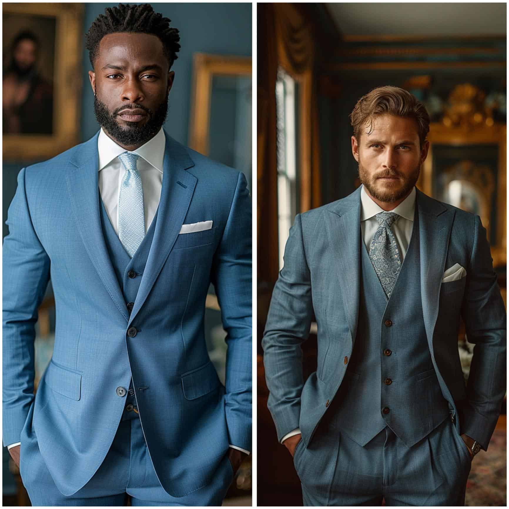 groom attire for a dusty blue wedding