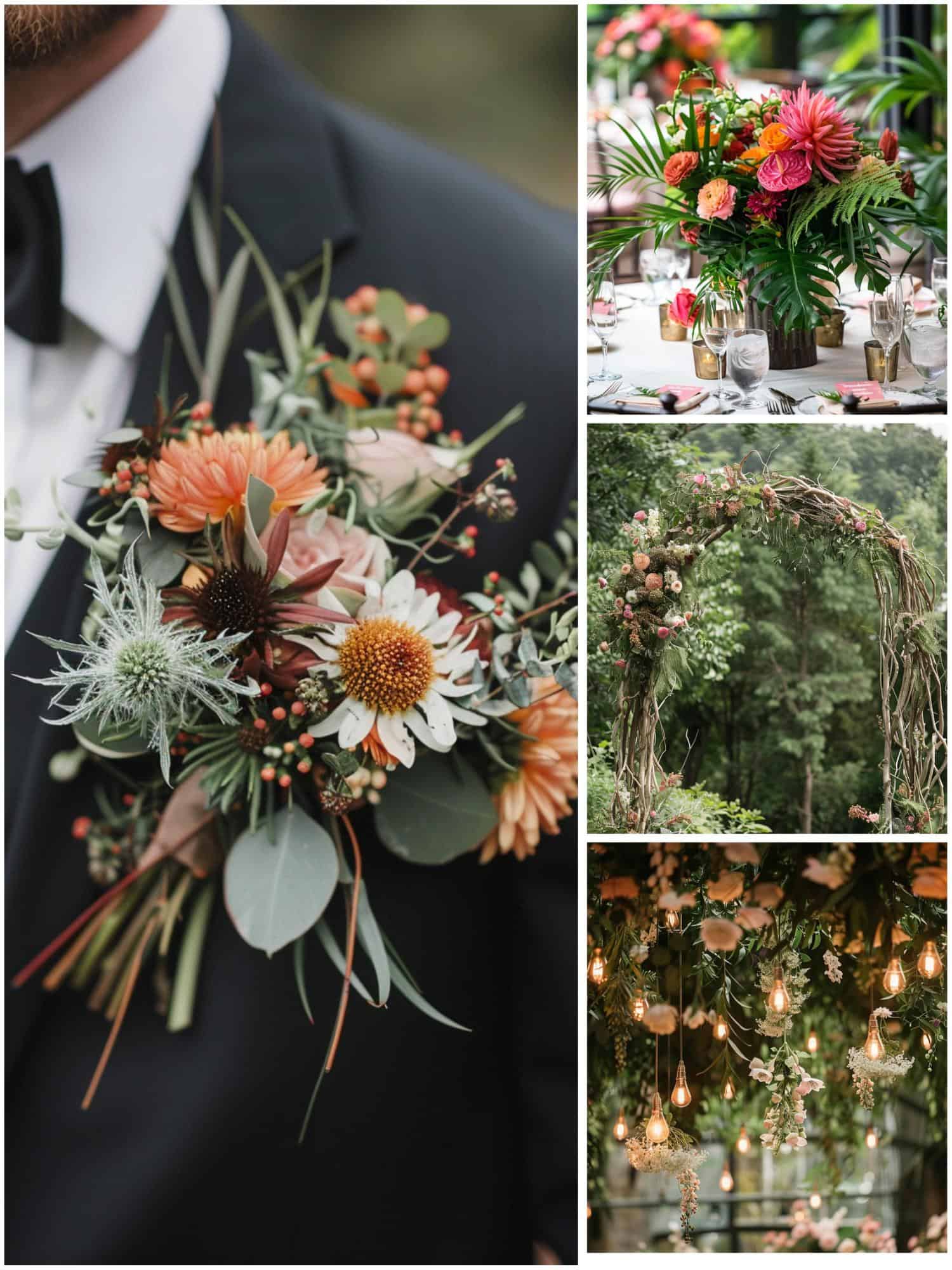 incorporating flora into a nature-themed wedding