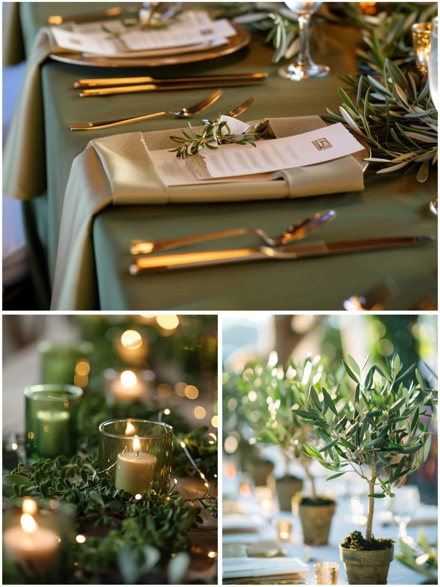 indoor olive green wedding theme ideas