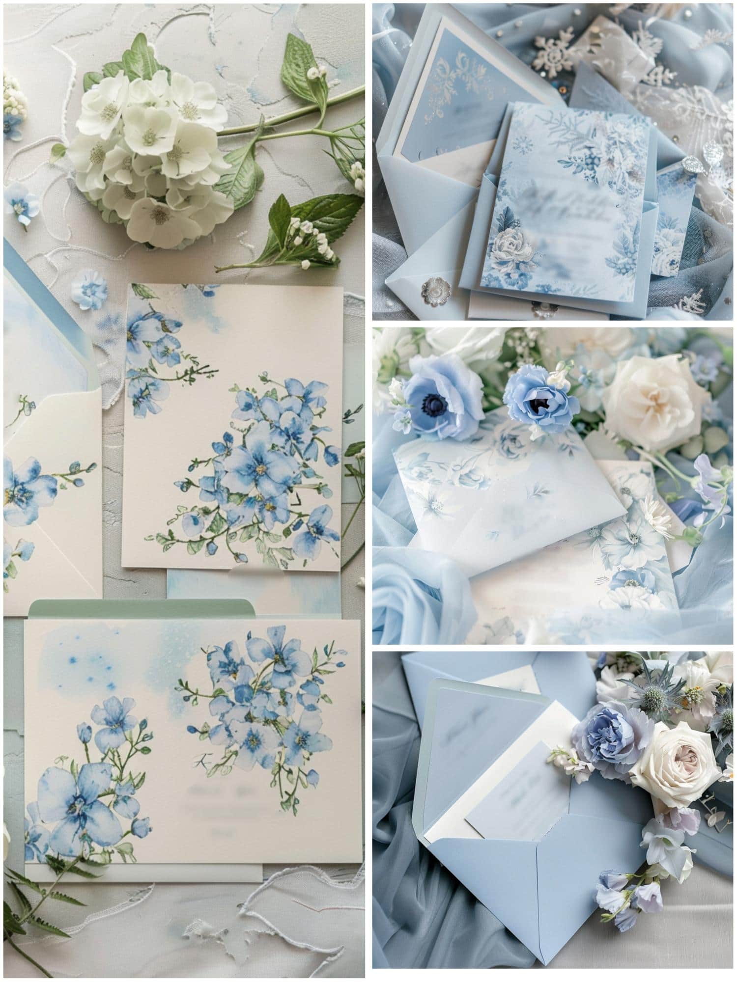 invitations for a light blue-themed wedding