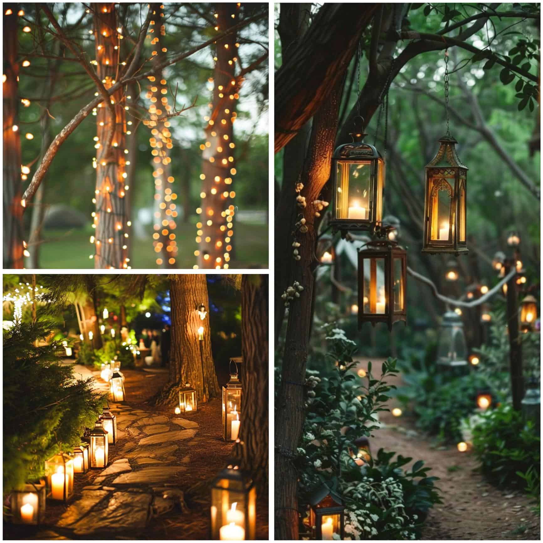 lighting ideas for a woodland wedding theme