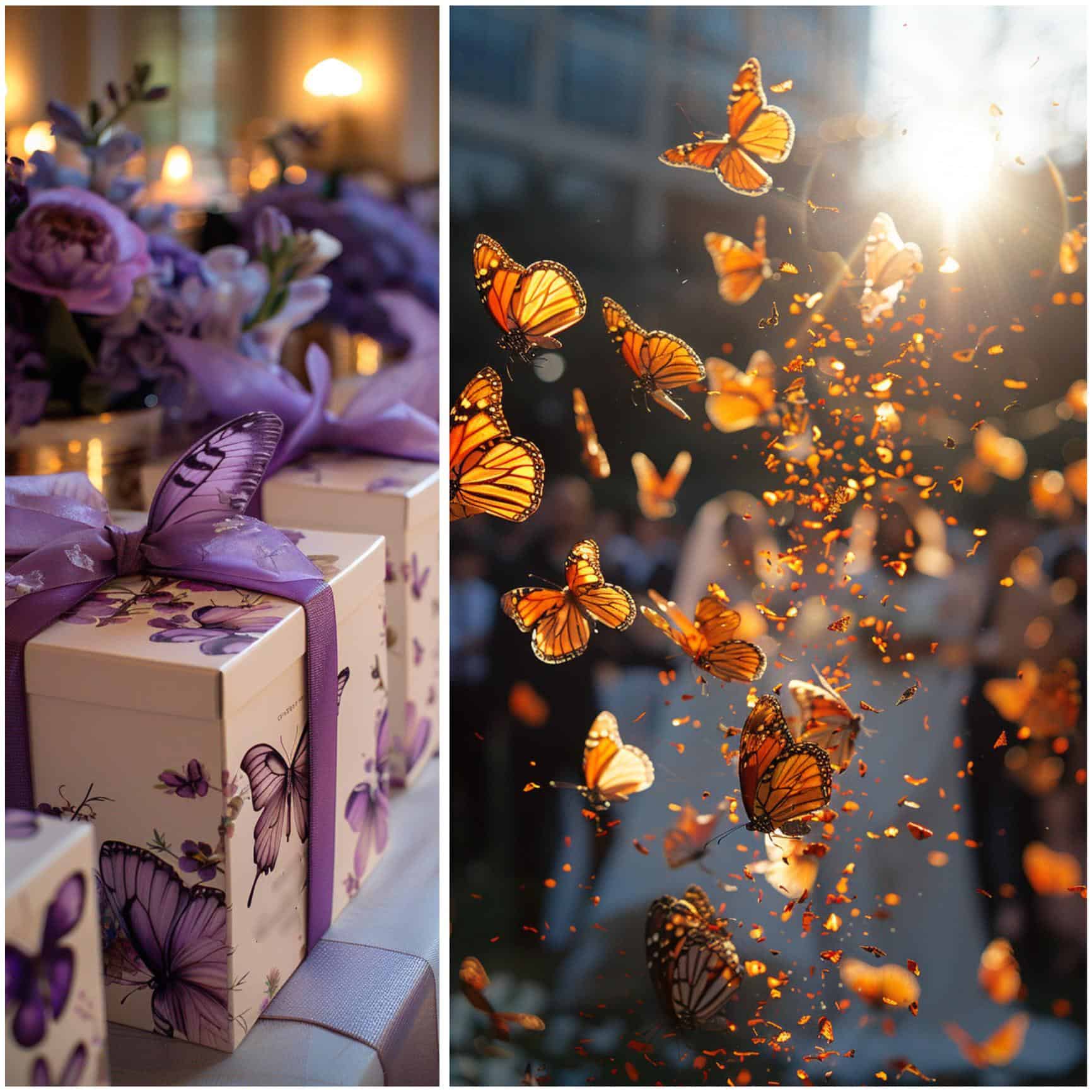 live butterflies at a wedding ceremony