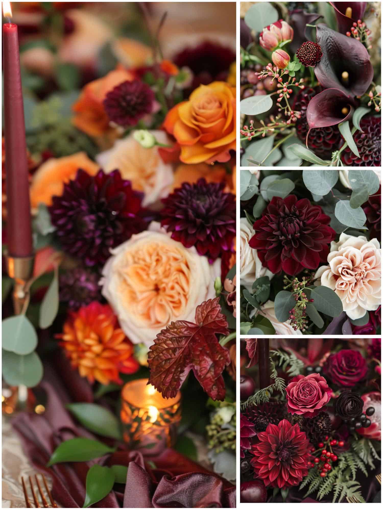 maroon floral arrangements