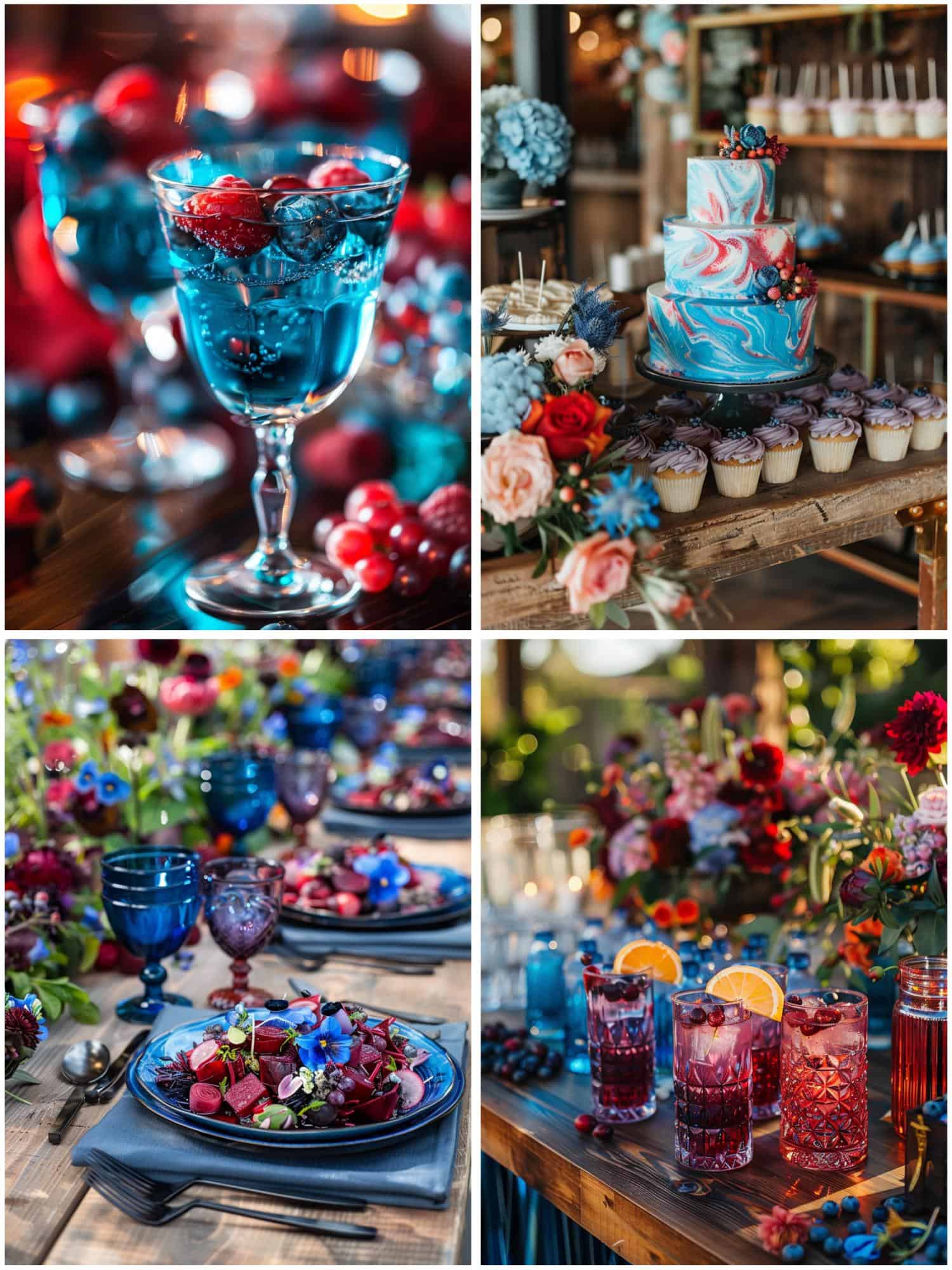 menu ideas for a blue and red wedding theme