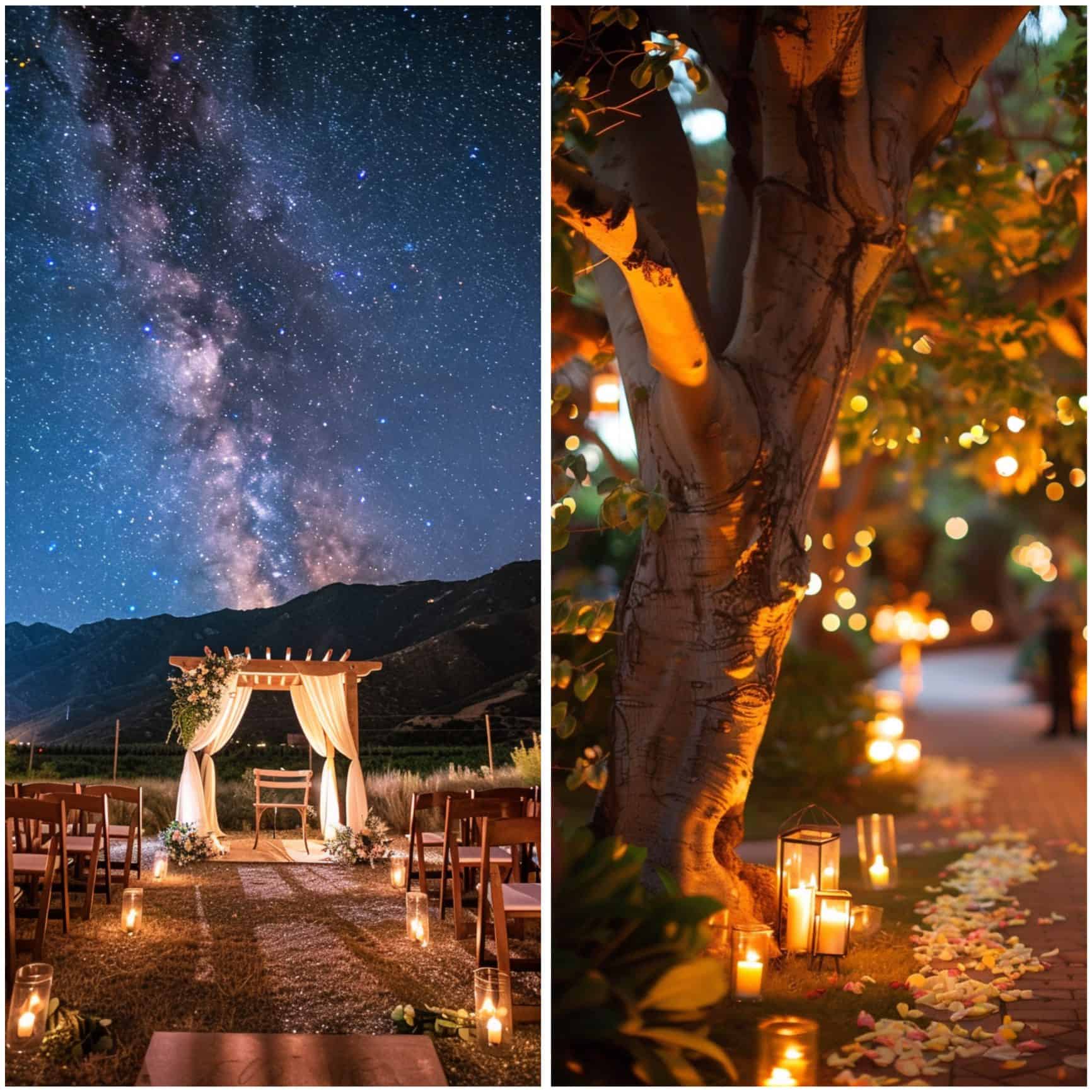 outdoor starry night-themed wedding