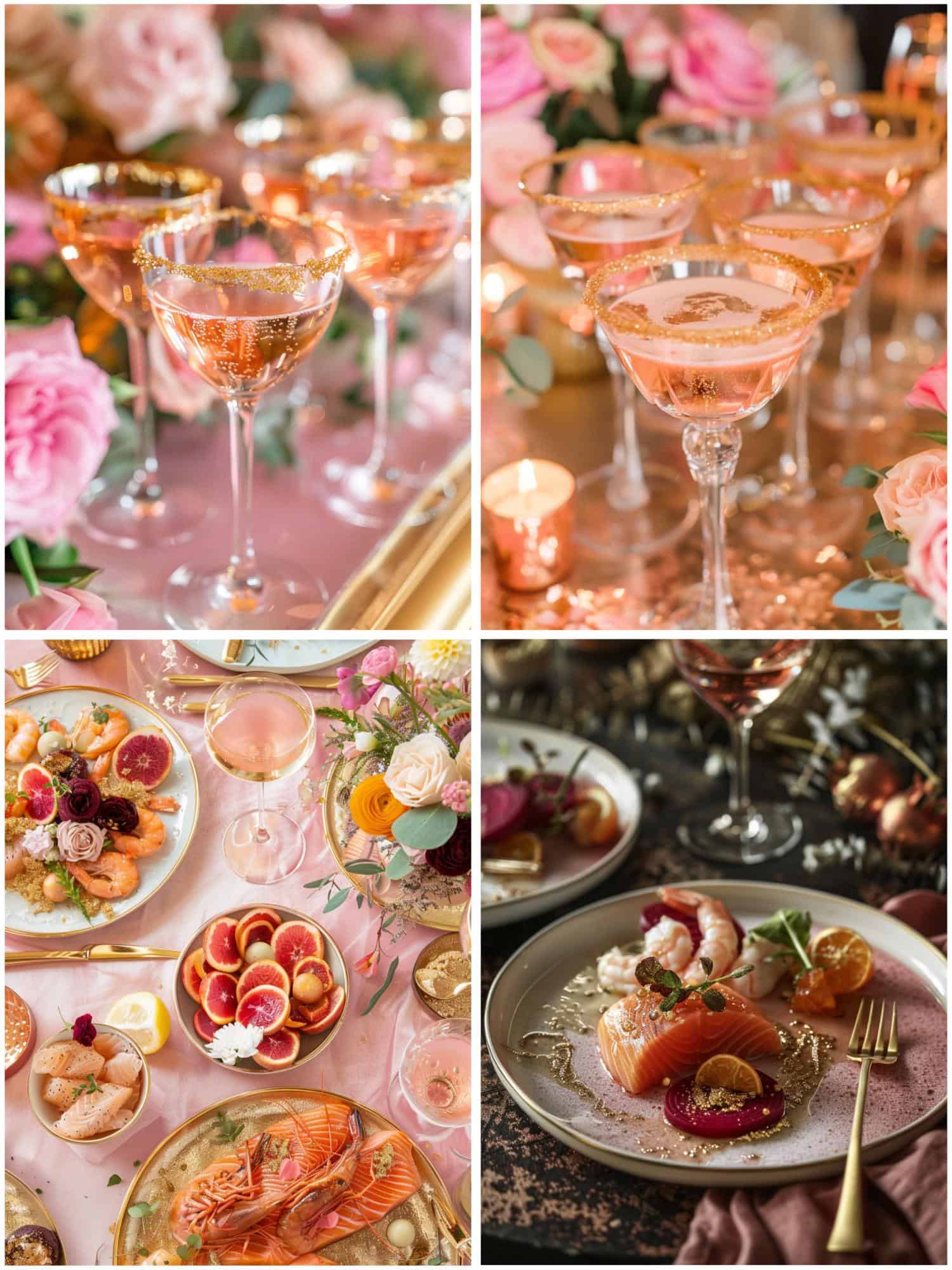 pink and gold wedding menu