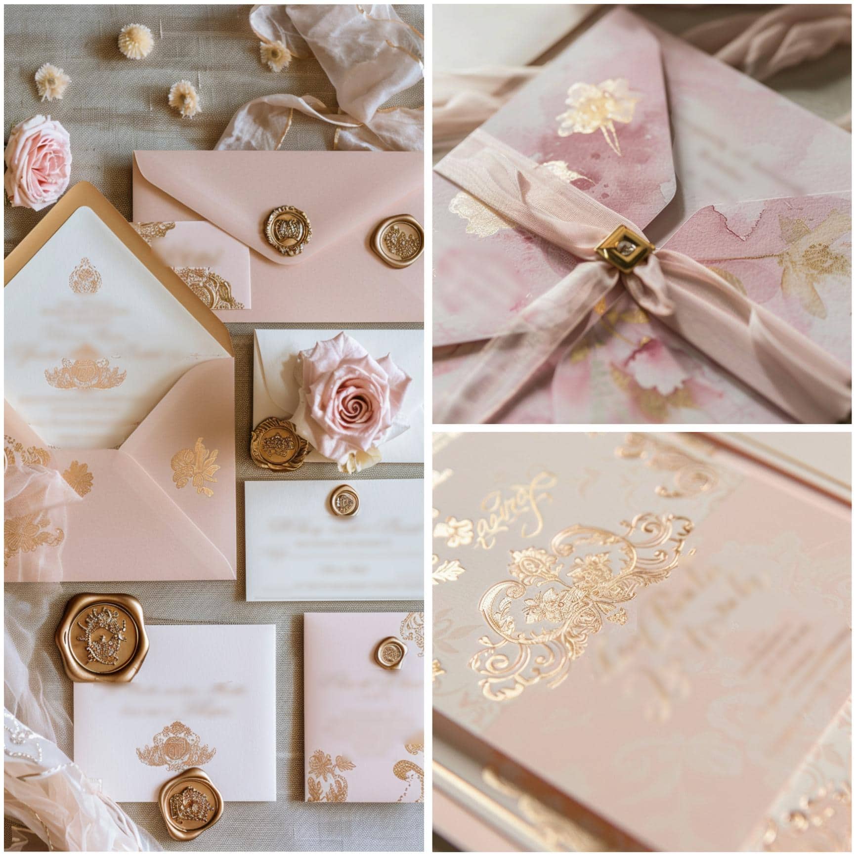 pink and gold wedding theme ideas for invitations