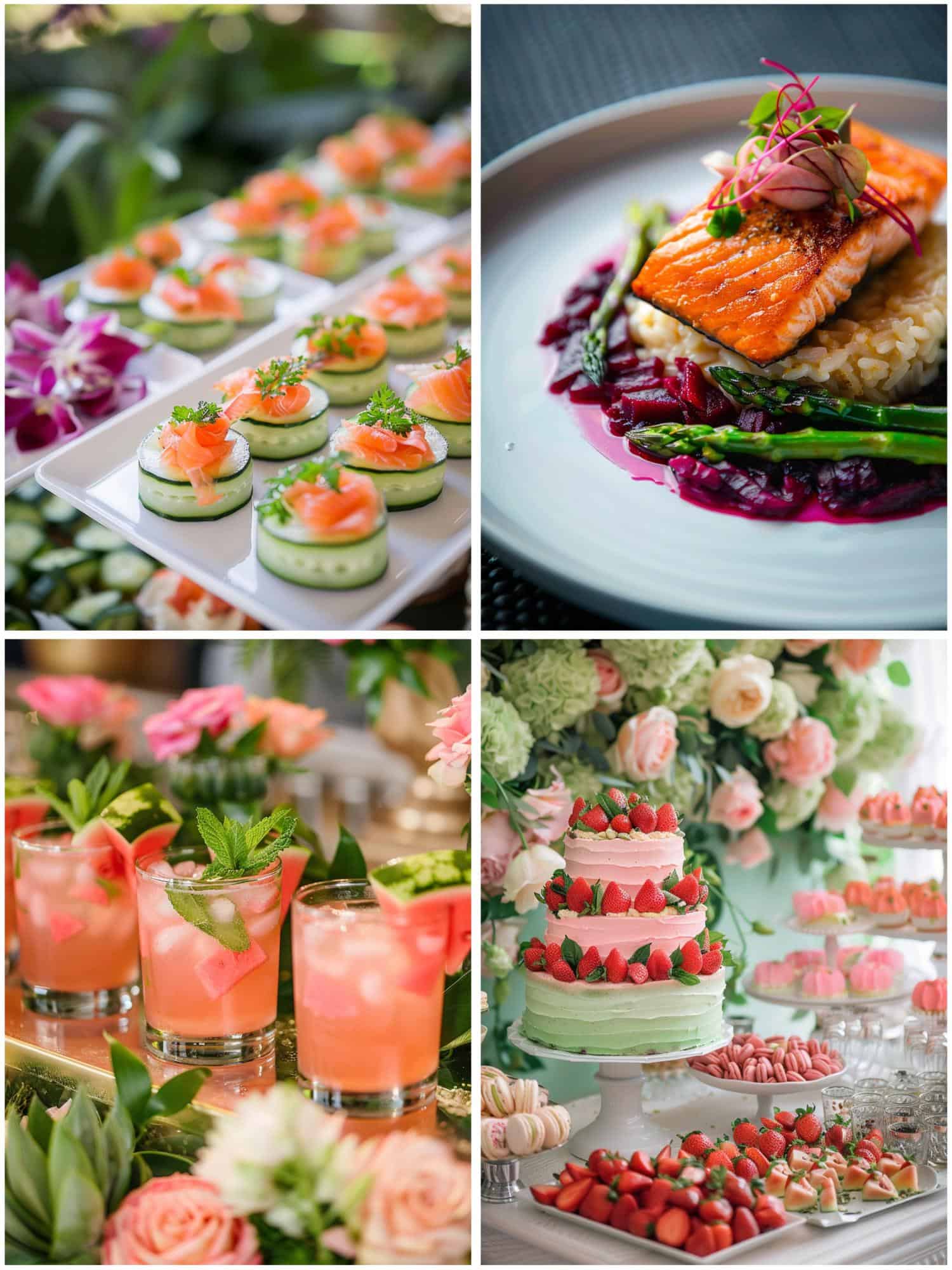 pink and green wedding menu