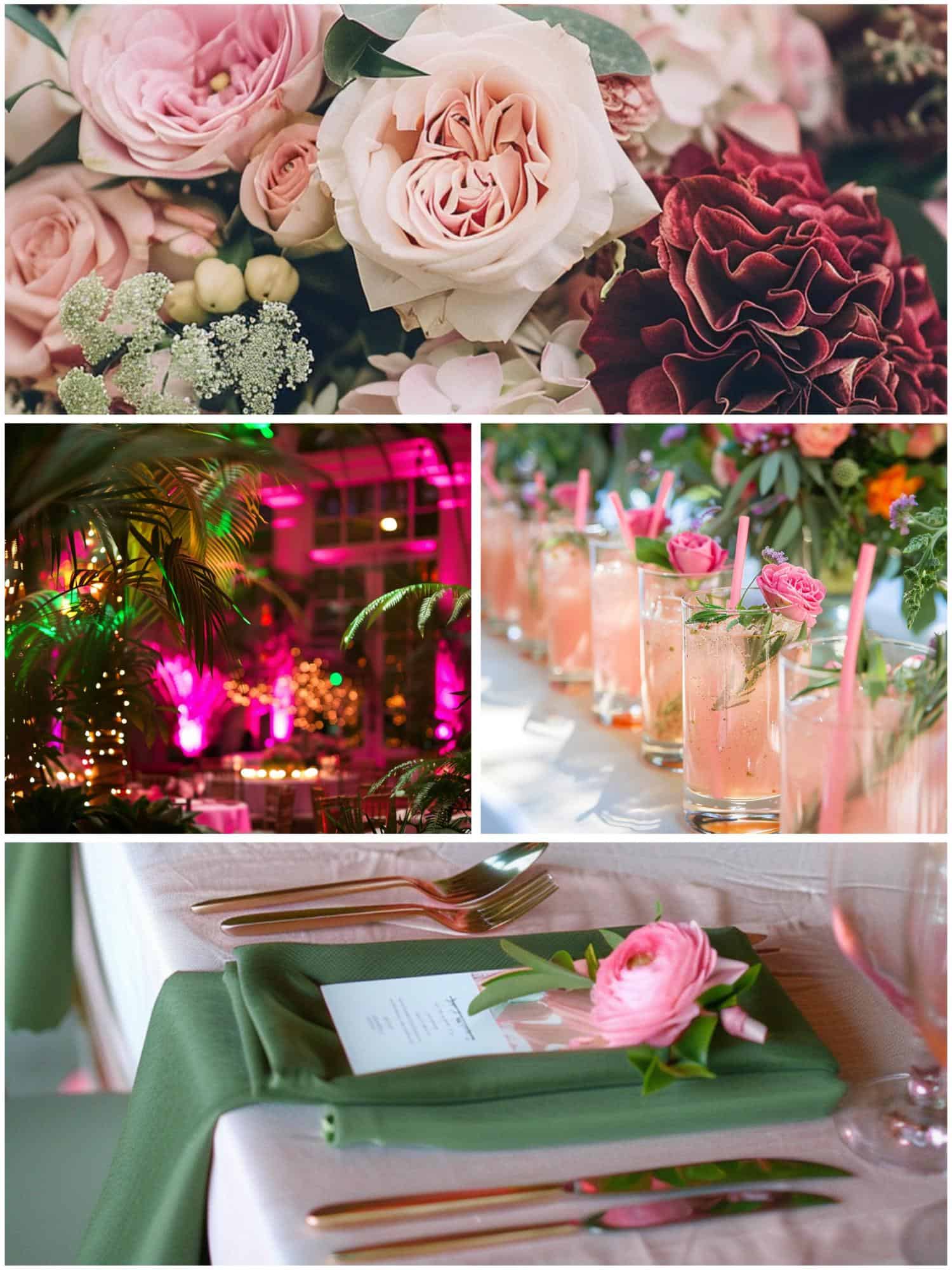 pink and green wedding theme ideas for decor