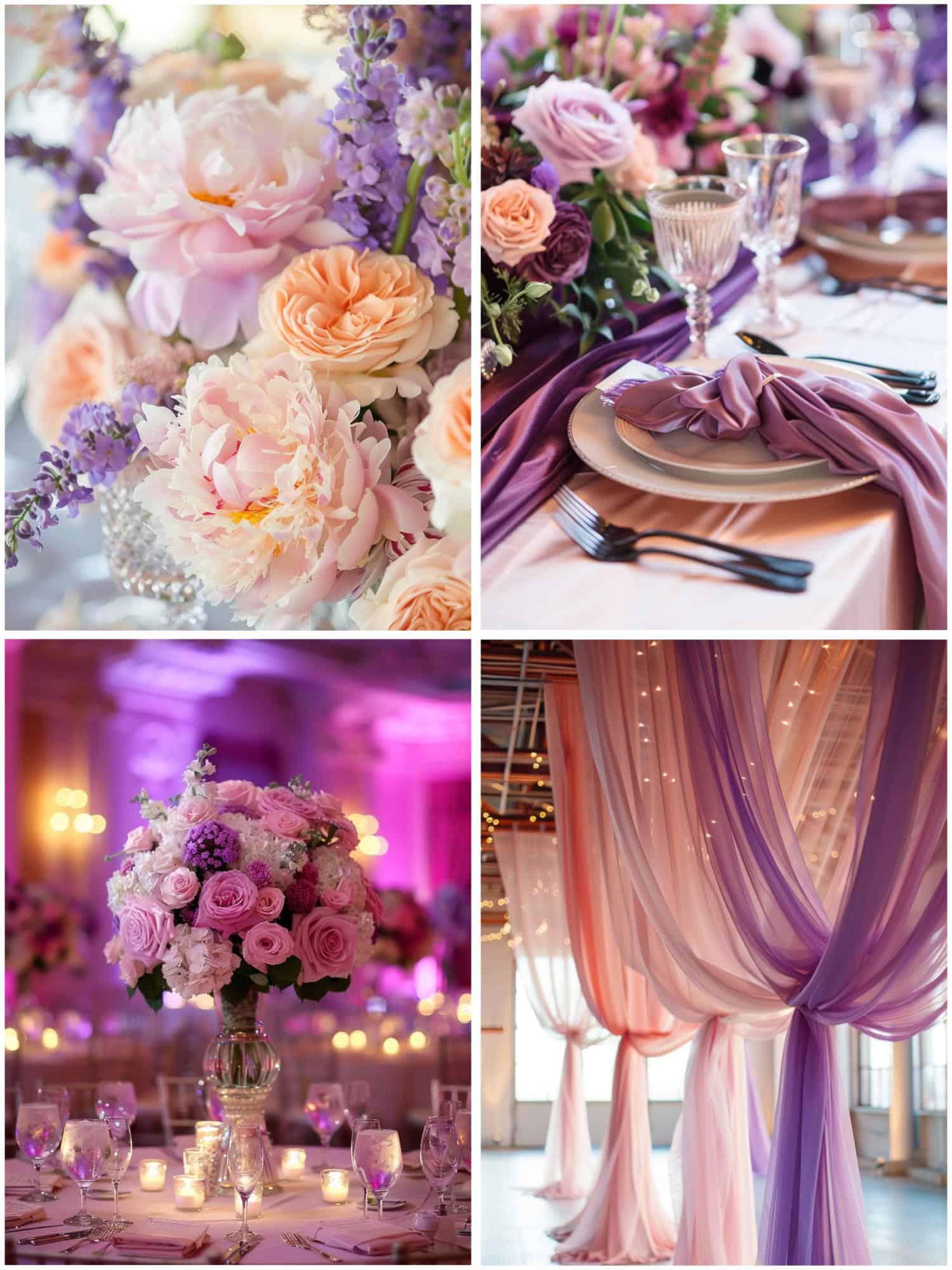 pink and purple wedding theme ideas for decor