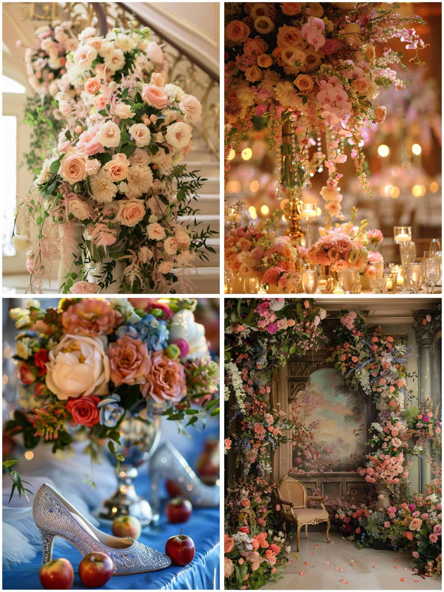 princess wedding theme ideas for floral arrangements