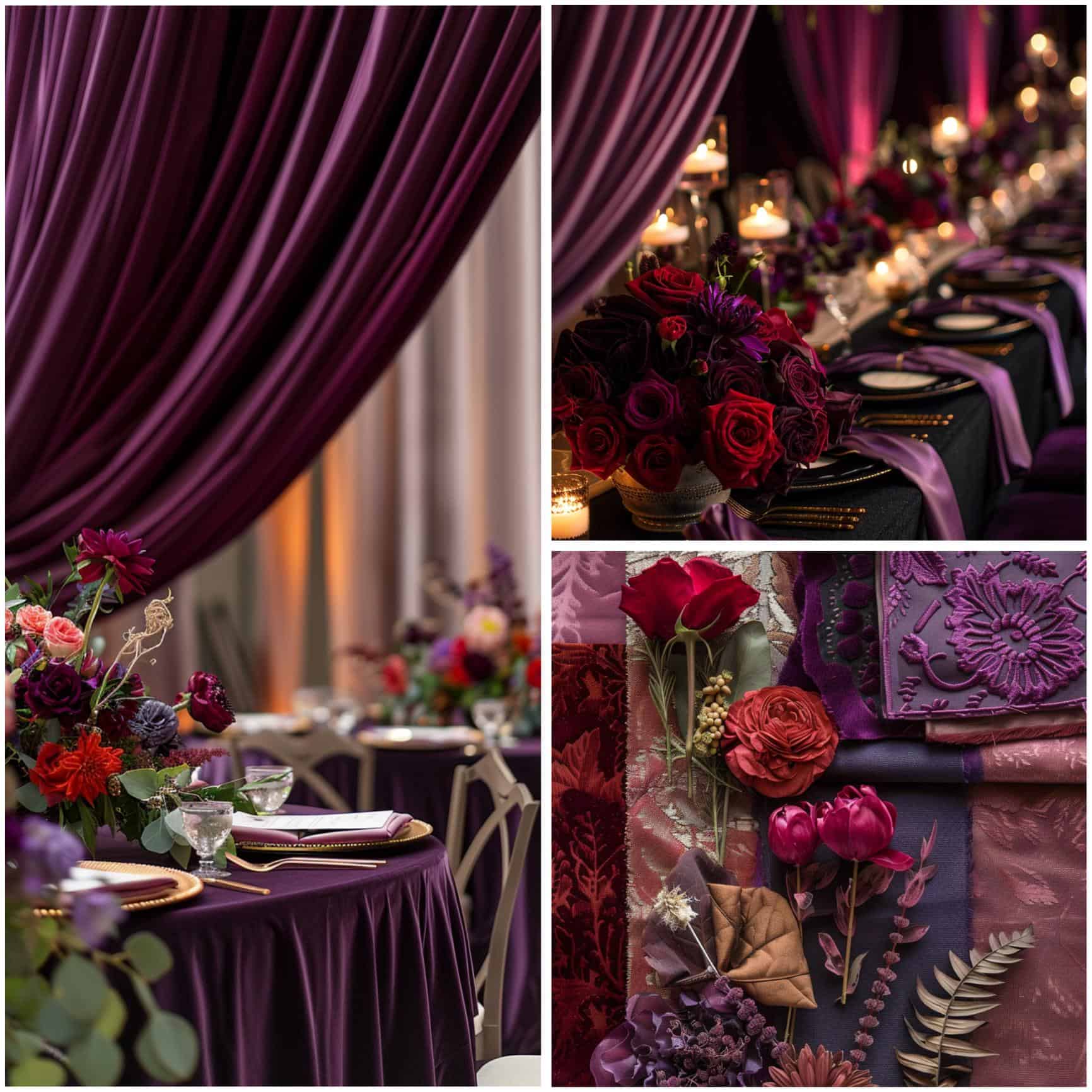 purple and red wedding theme ideas