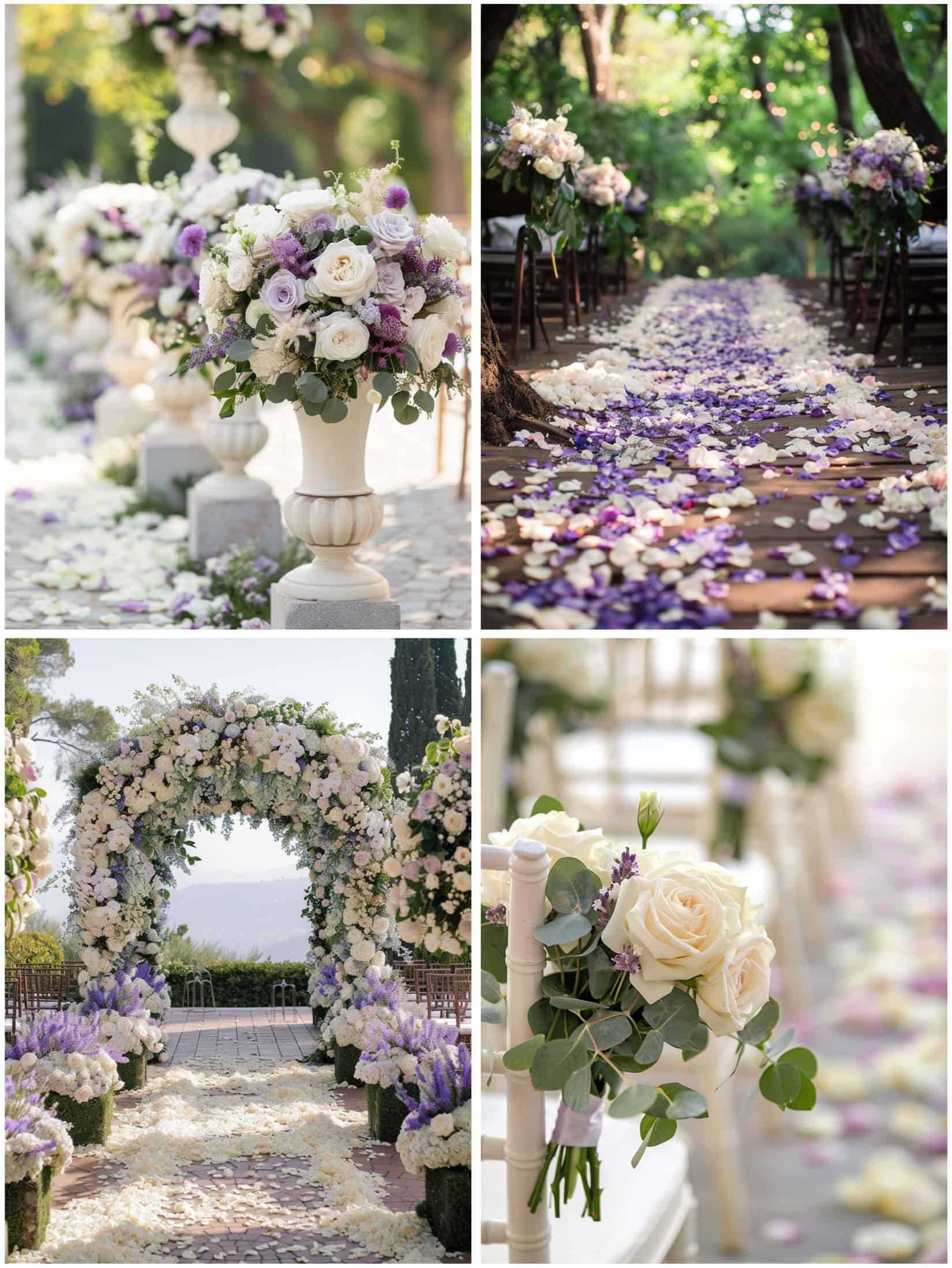 purple and white decorative flowers