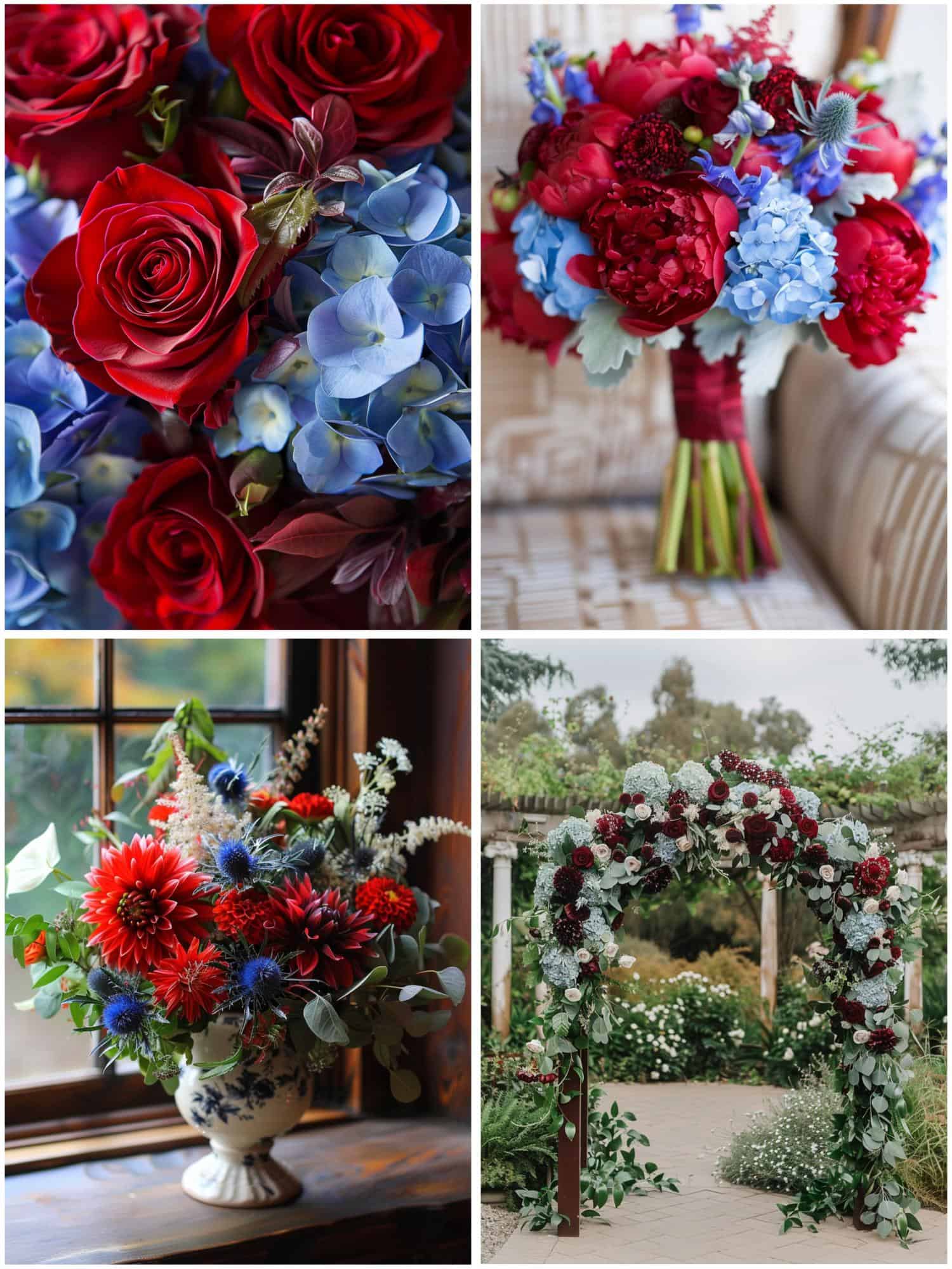 red and blue floral details
