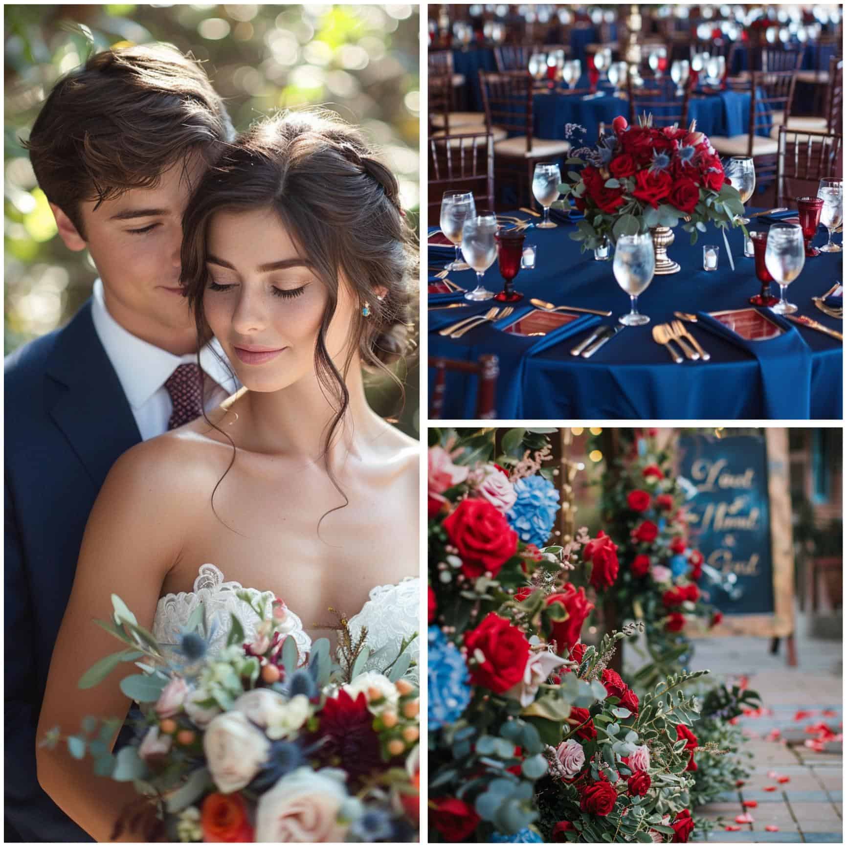 red and blue wedding theme ideas