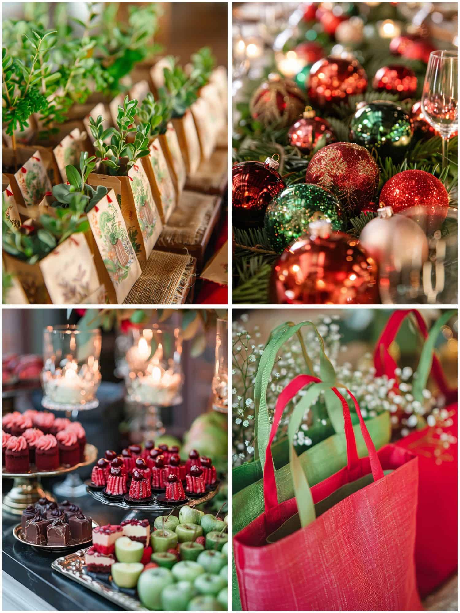 red and green wedding favors