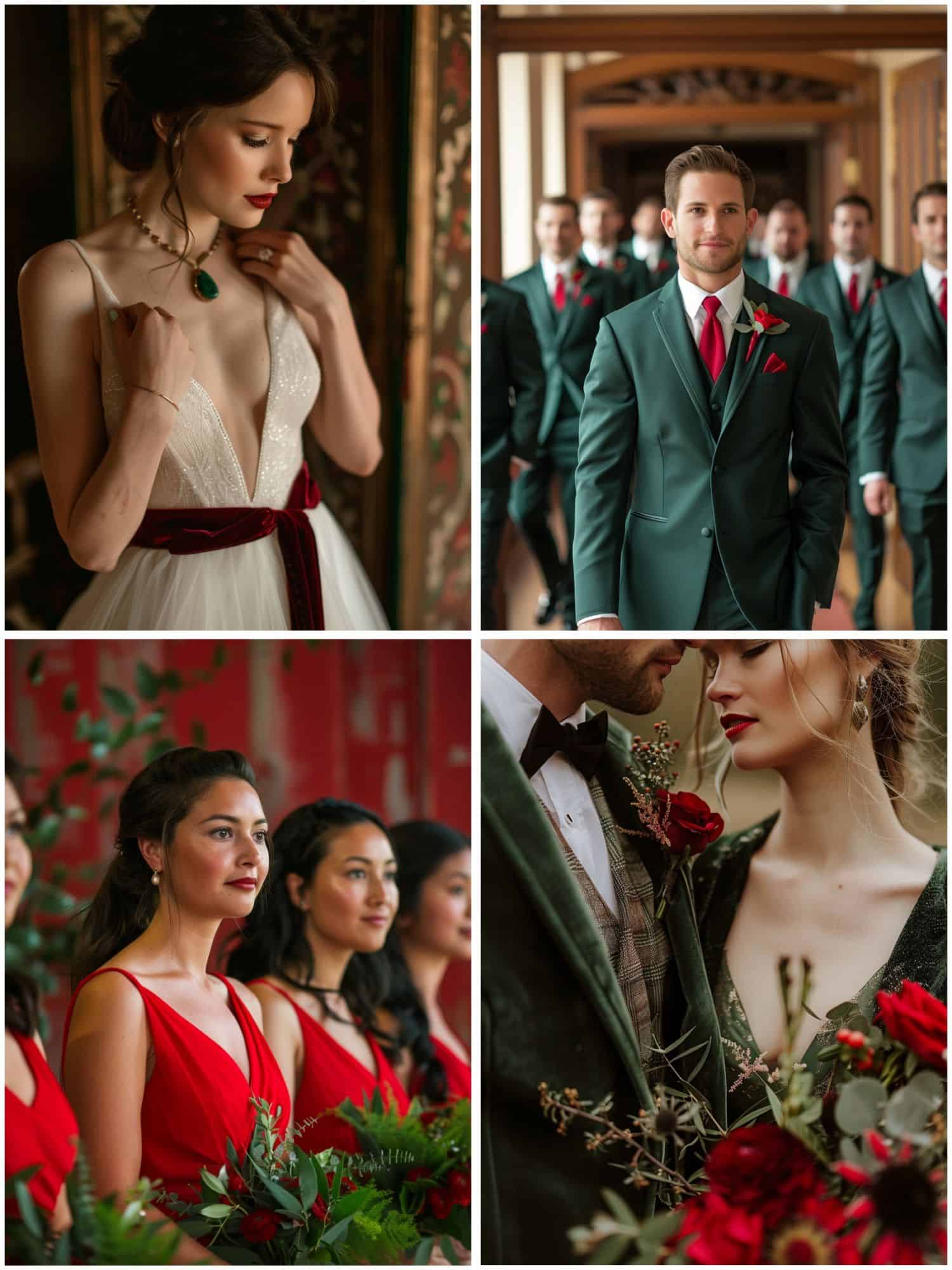 red and green wedding theme ideas for attire