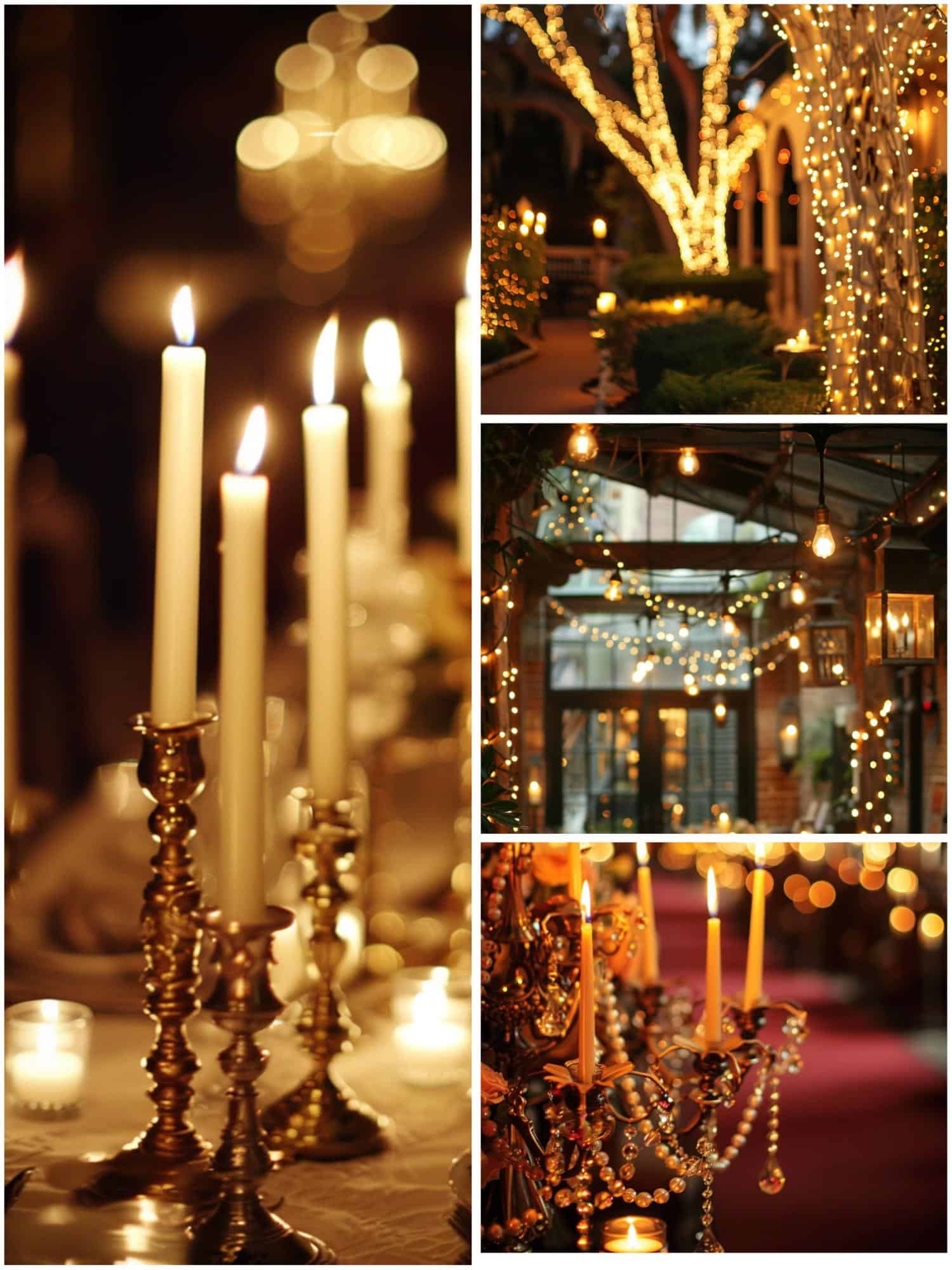 romantic lighting for a victorian wedding