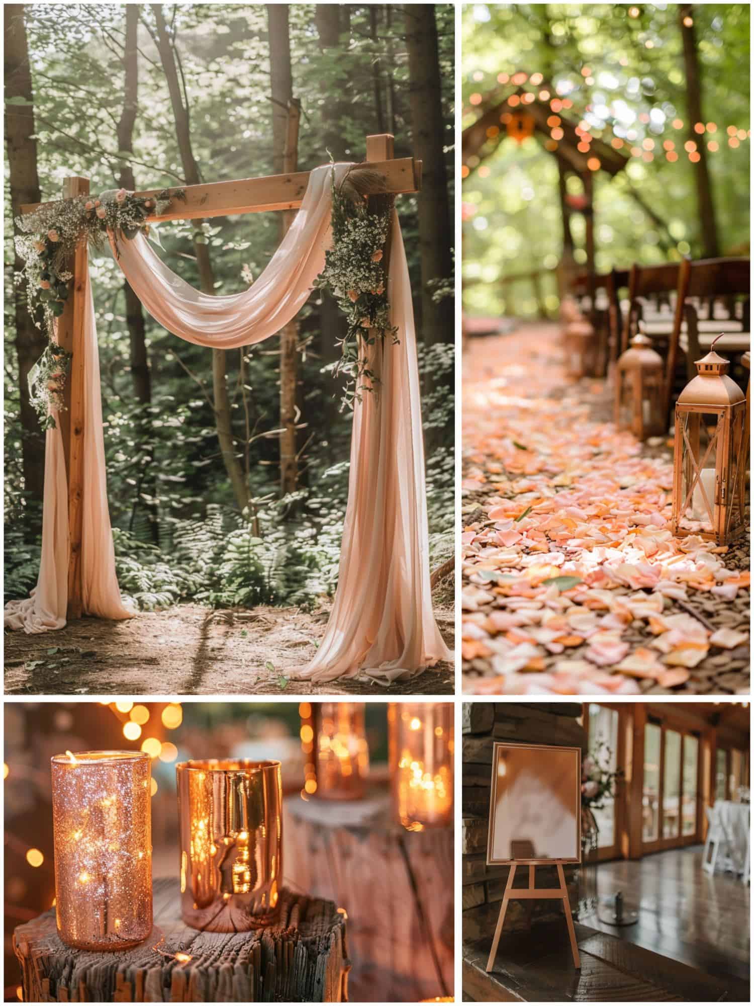 rose gold wedding theme ideas for ceremony decor