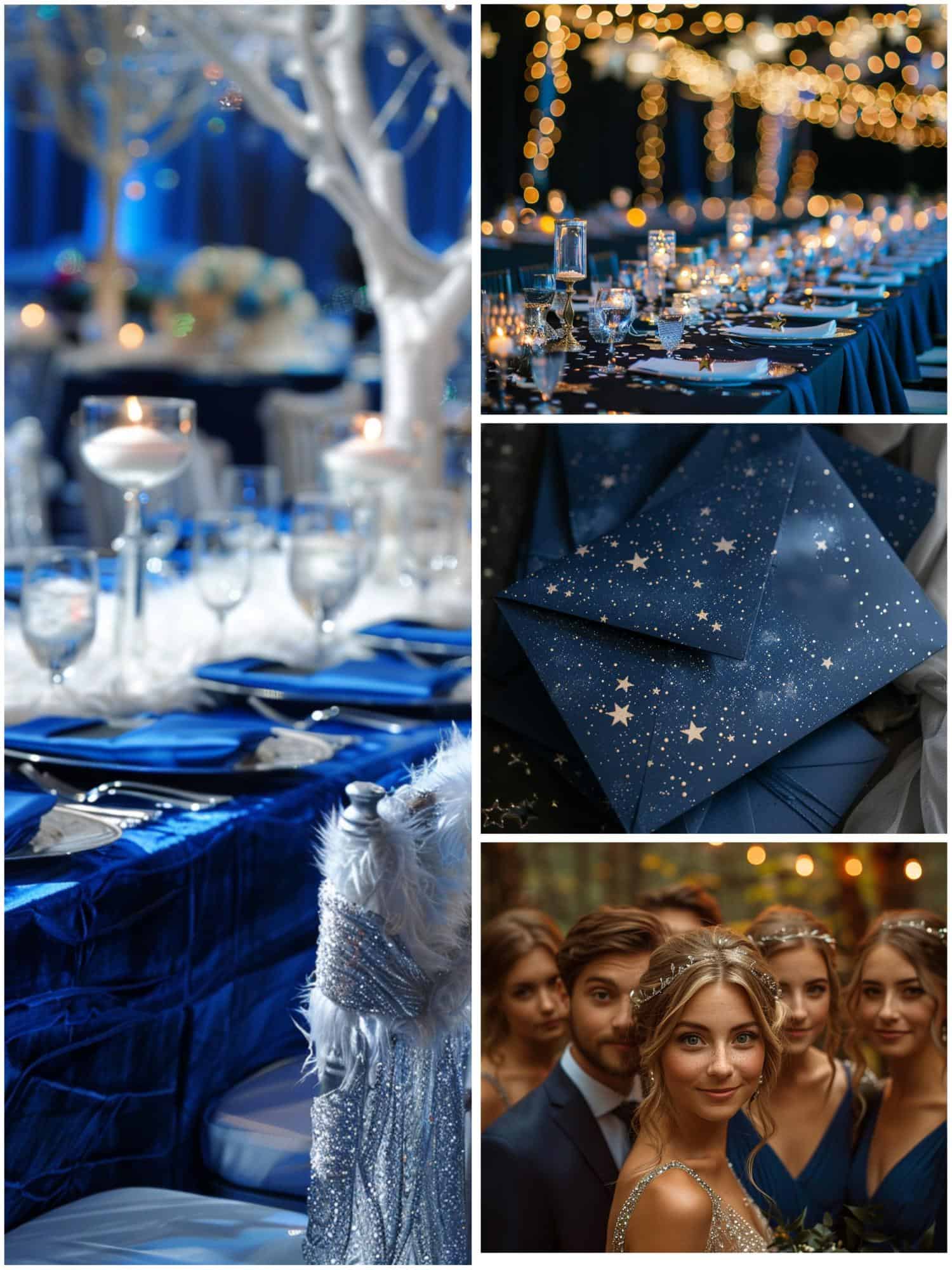 royal blue and silver starry night-themed wedding