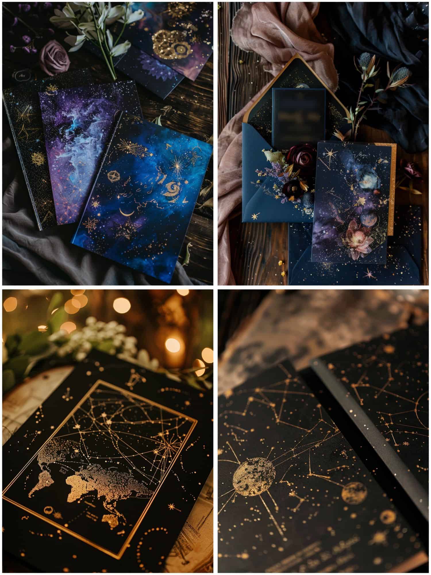 space wedding theme ideas for invitation suites