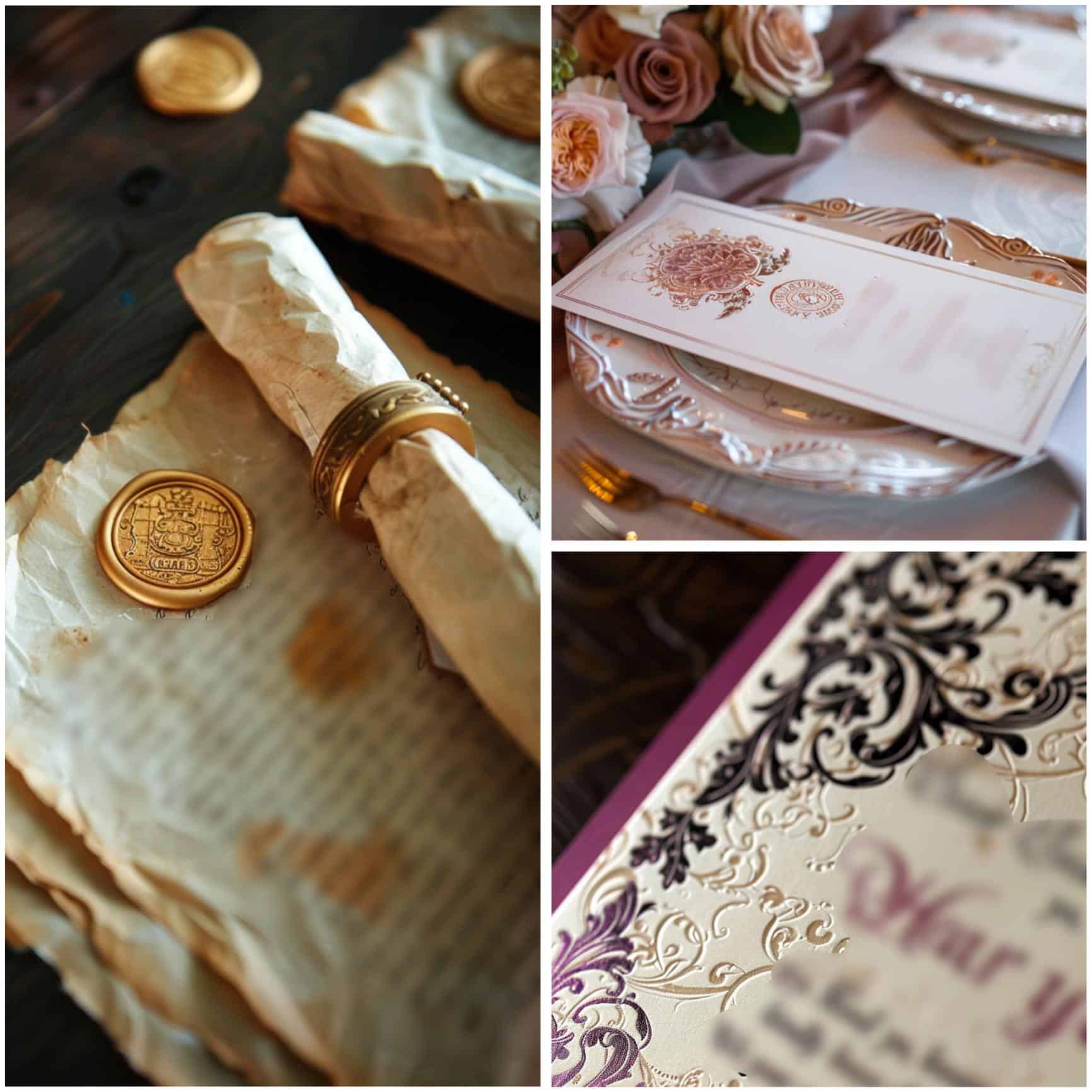 stationery for a renaissance-themed wedding
