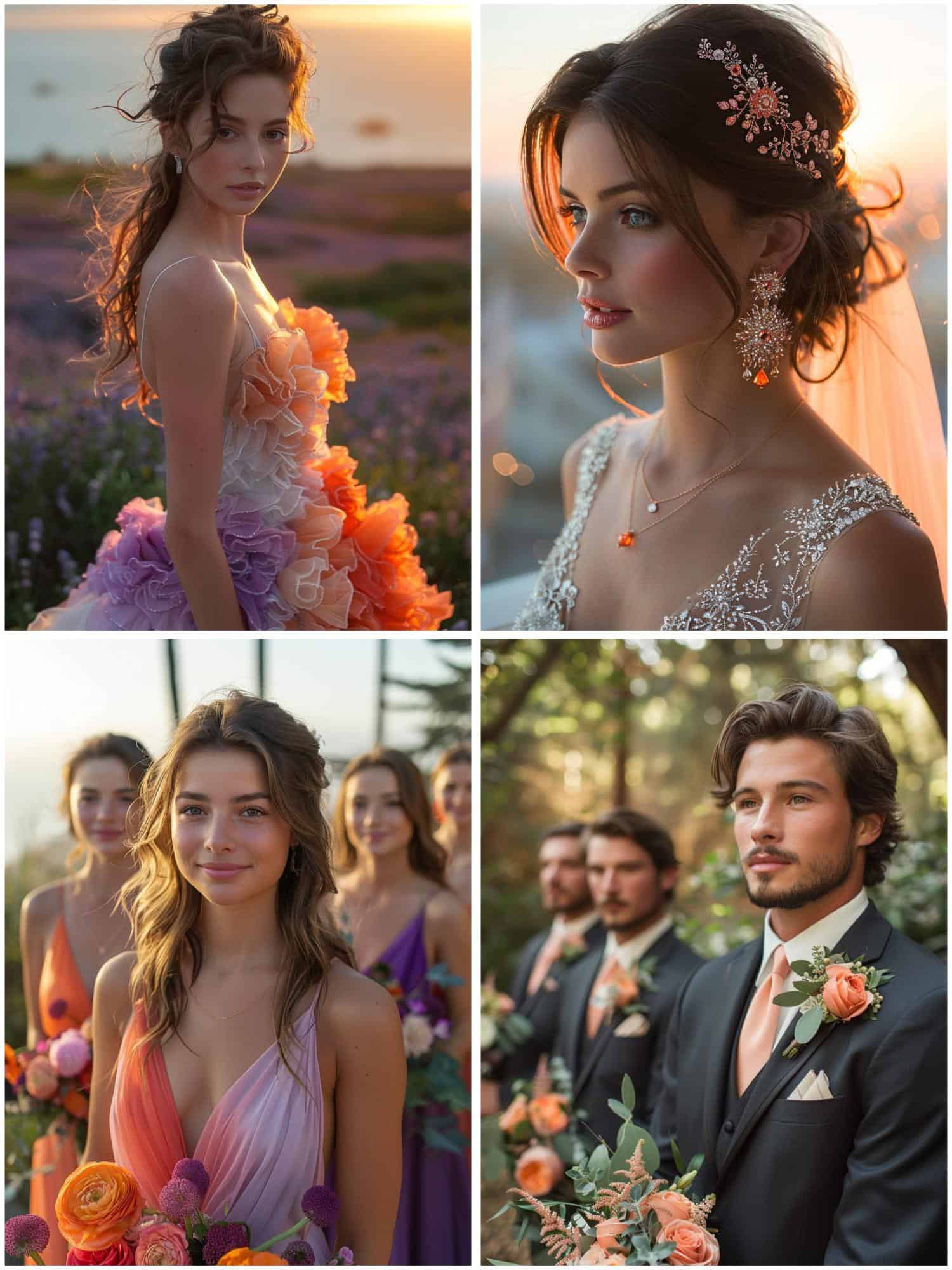 sunset-inspired wedding attire