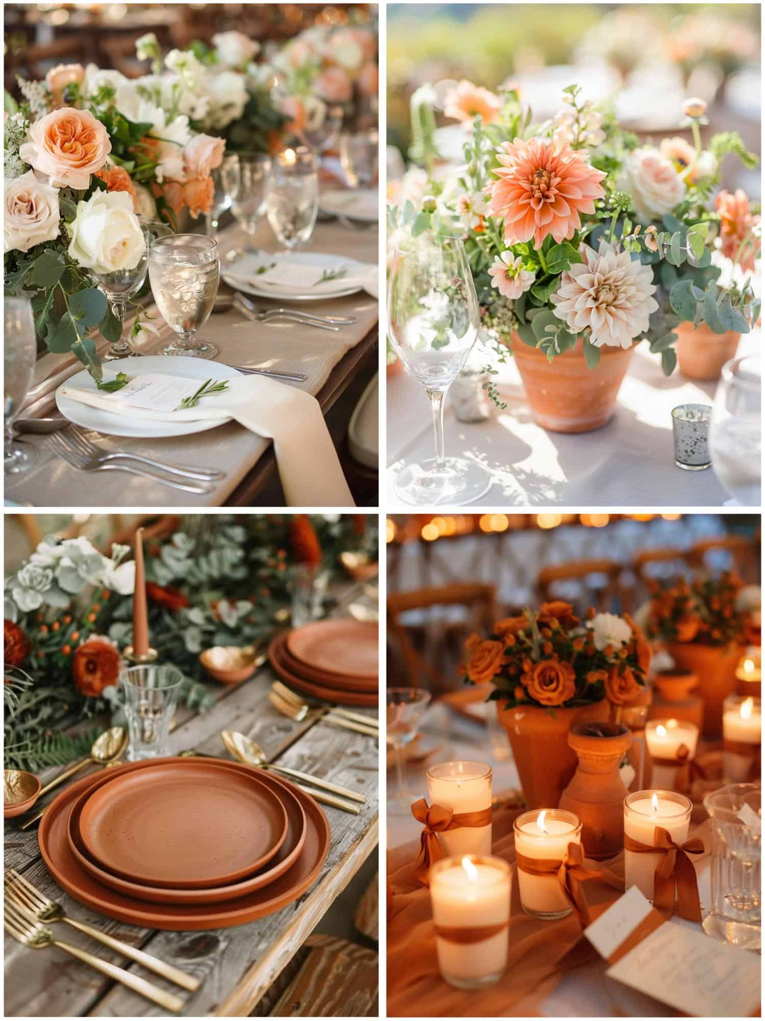 table settings in terracotta