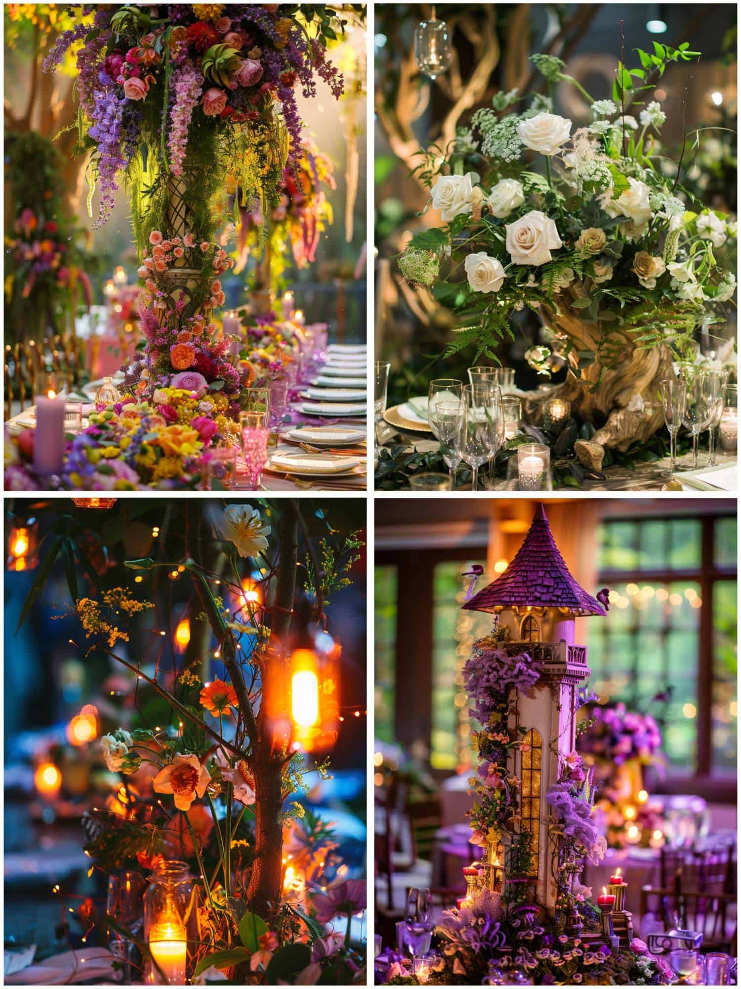 tall centerpieces for a rapunzel-themed wedding