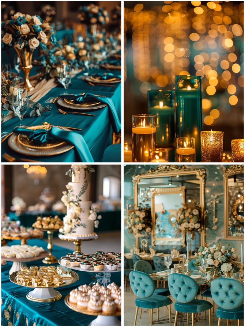 Luxurious Teal and Gold Wedding Theme Ideas for Opulence