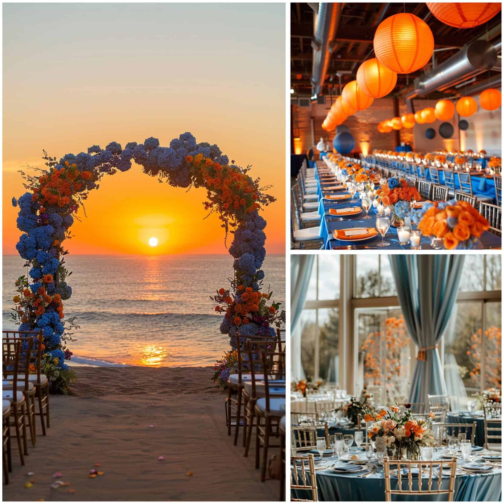 venue ideas for a blue and orange wedding