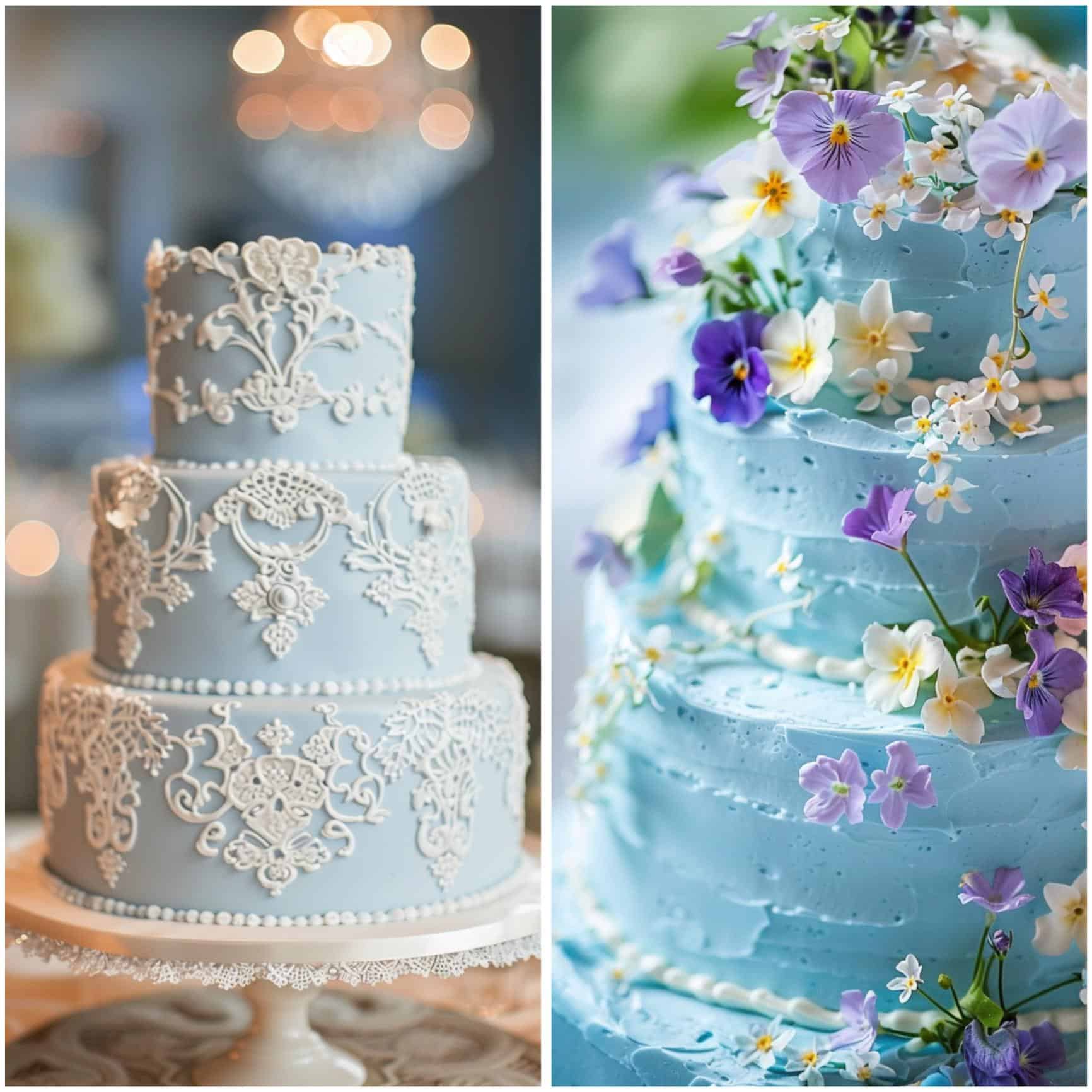 wedding cakes in light blue