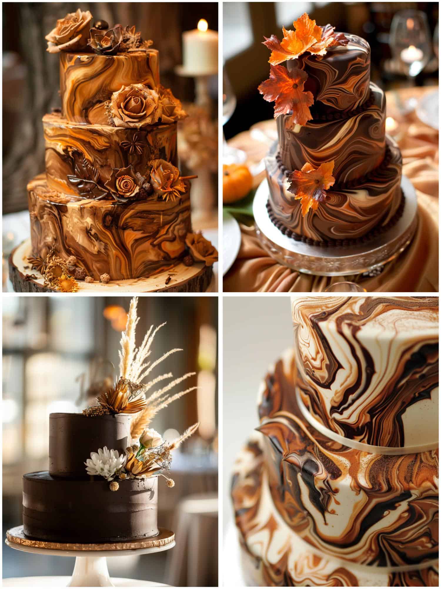 wedding cakes with brown details