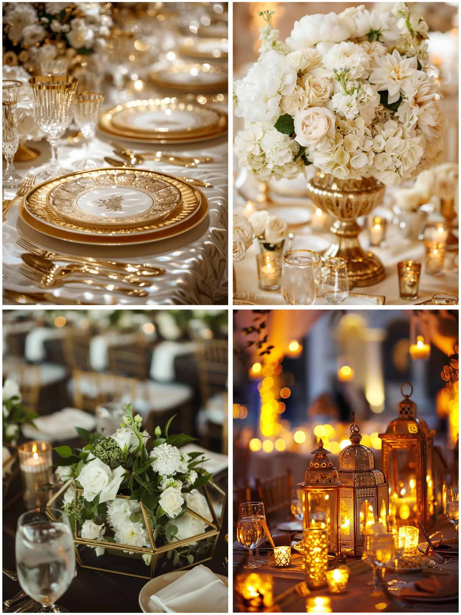 wedding table setting with gold details