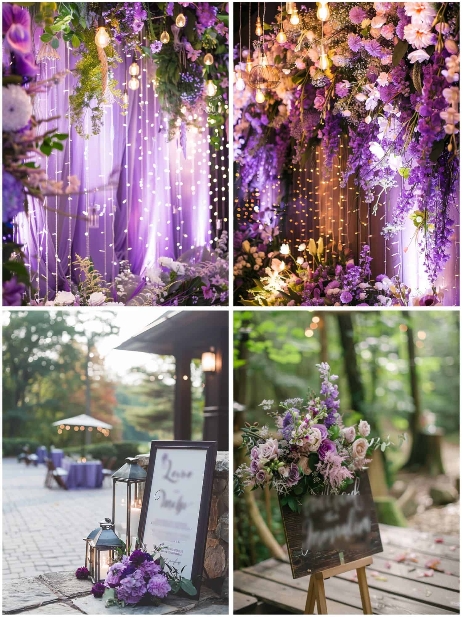 whimsical touches to purple and white decor