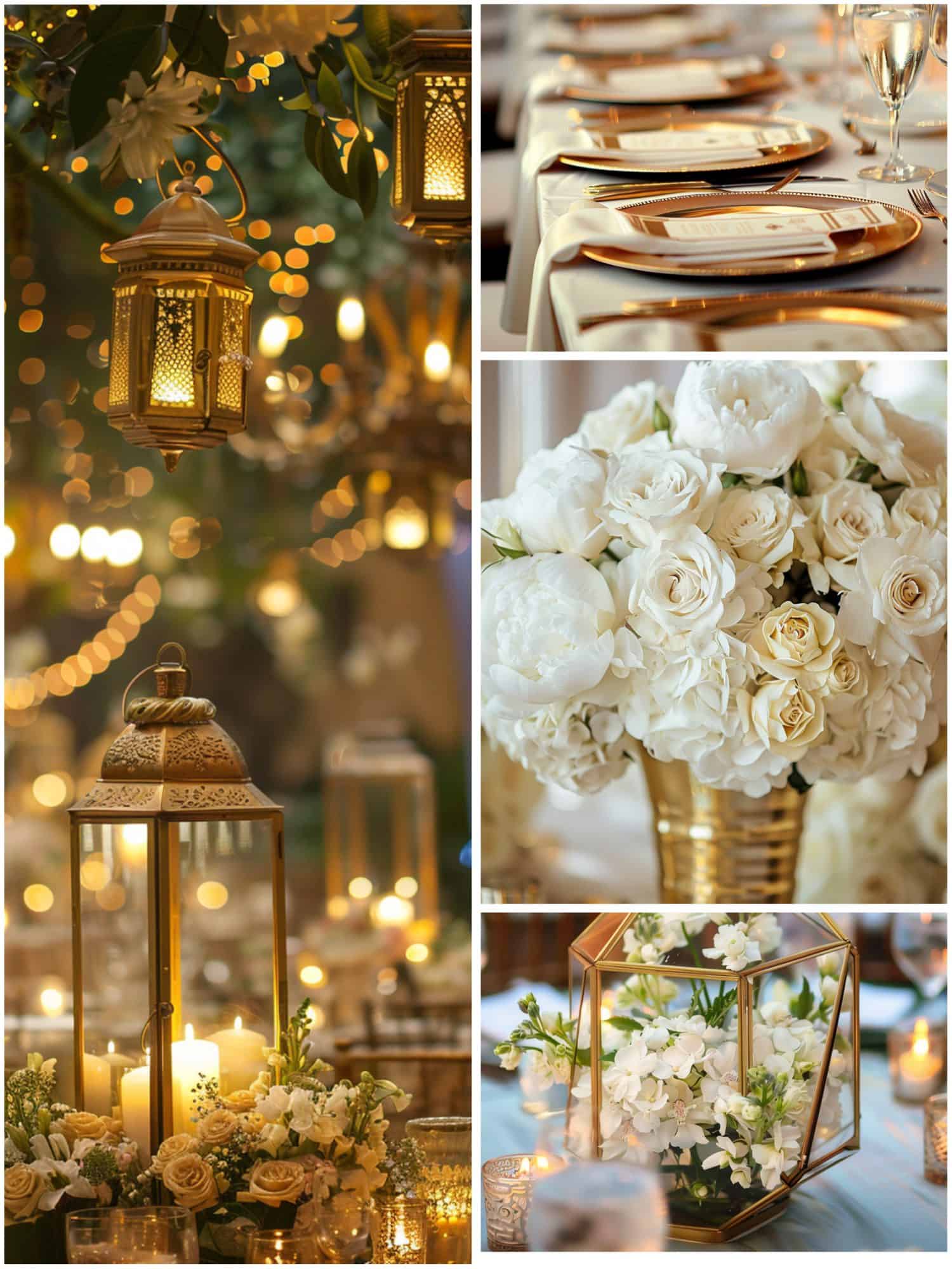white and gold wedding decor ideas
