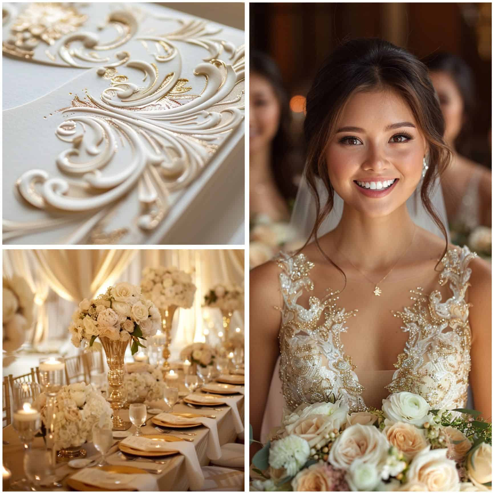 white and gold wedding theme ideas for personalization