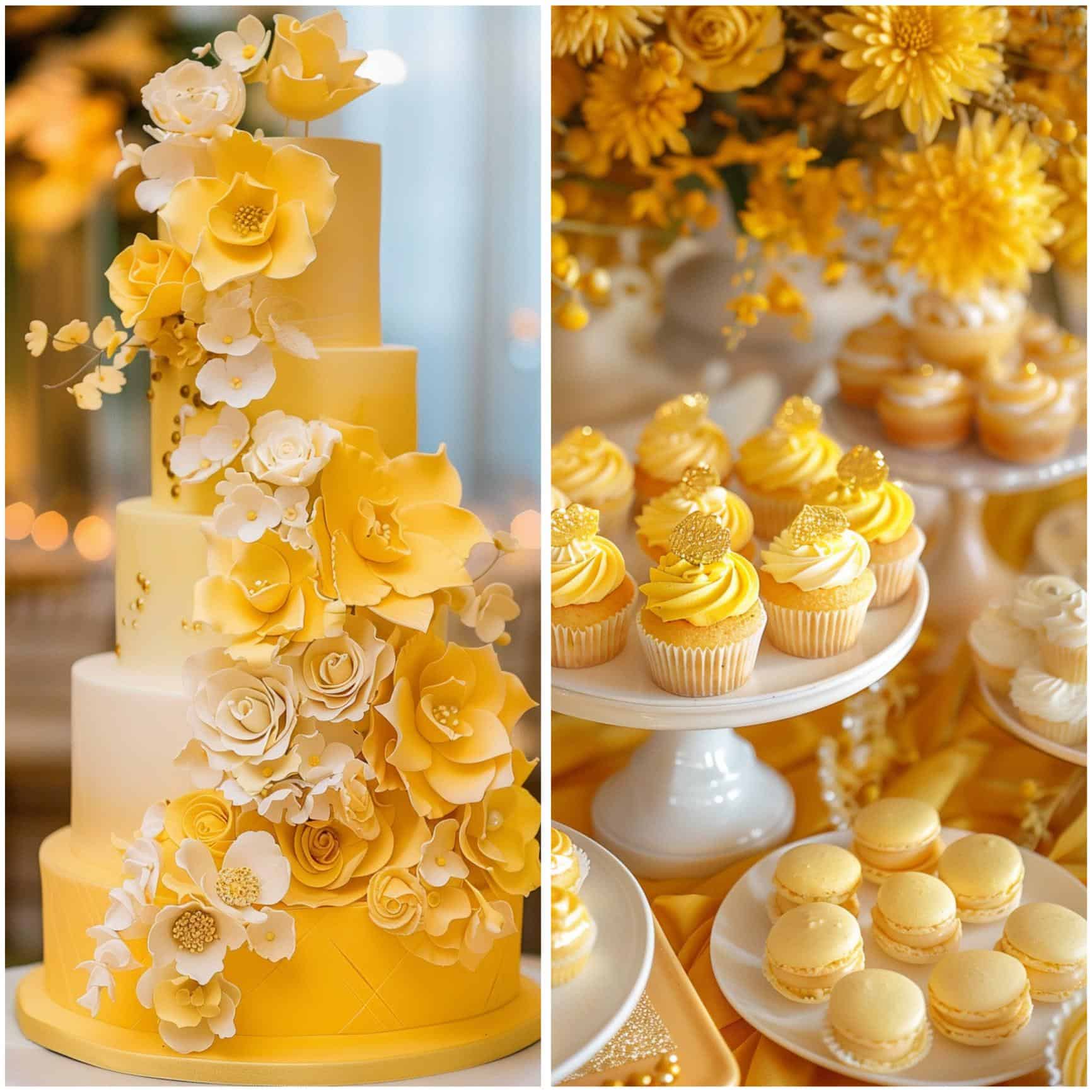 yellow wedding cake and desserts
