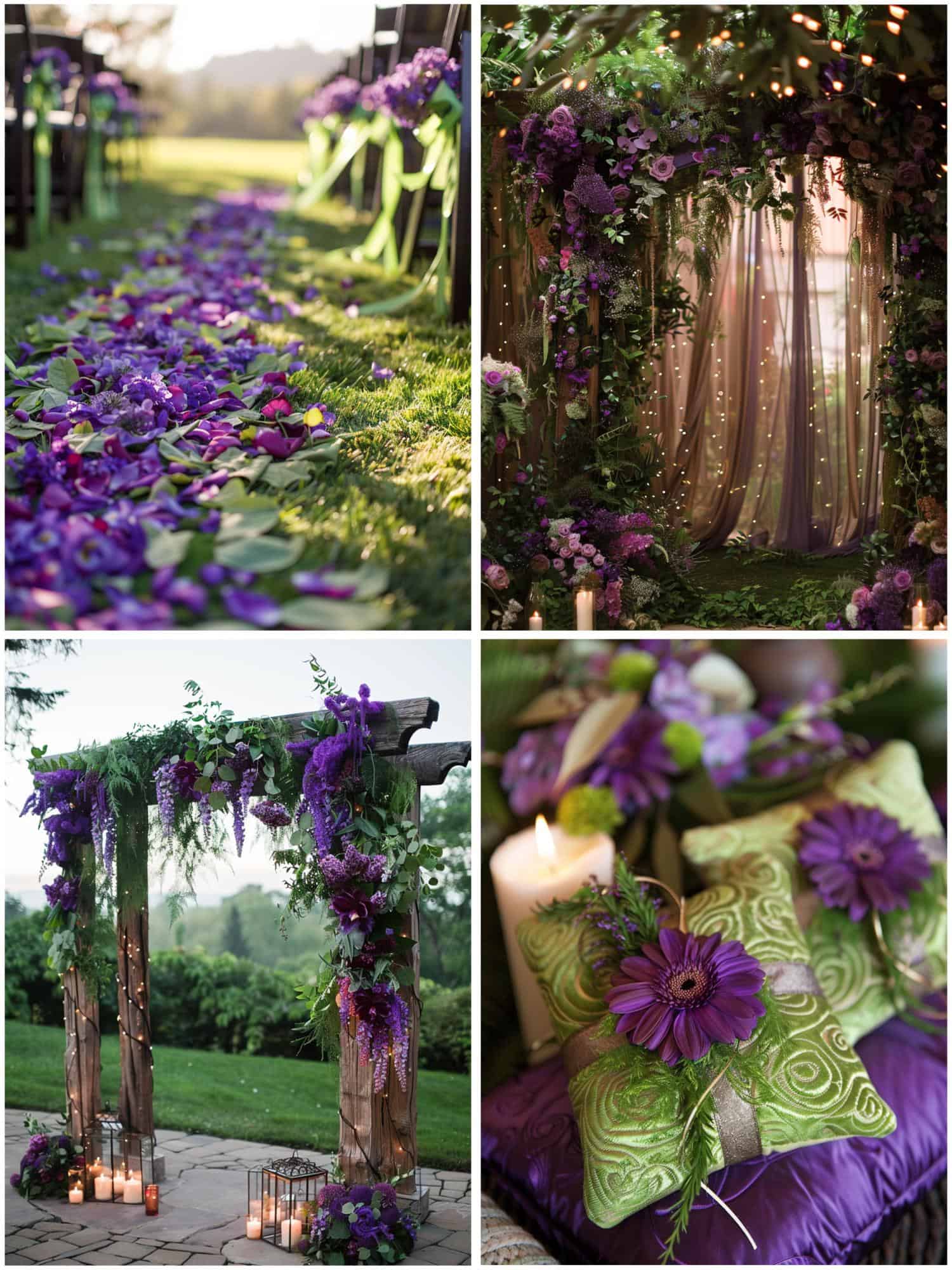 green and purple wedding theme ideas for decor